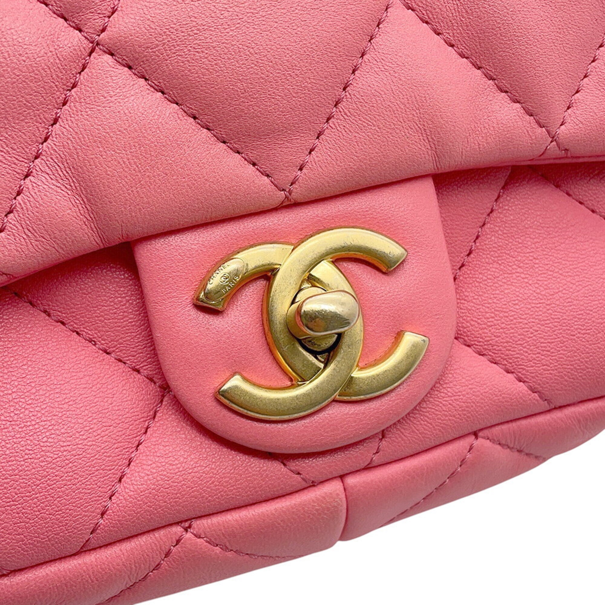 Chanel Pink Leather Handbag Shoulder Bag (Pre-Owned)