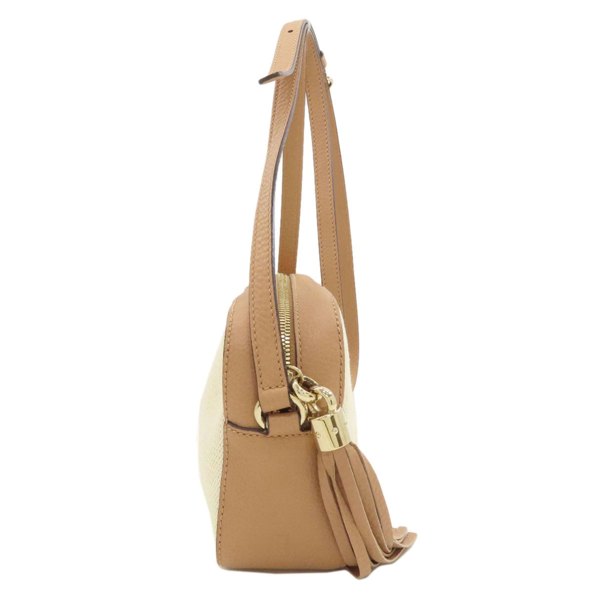 Gucci Soho Brown White Canvas Shoulder Bag (Pre-Owned)