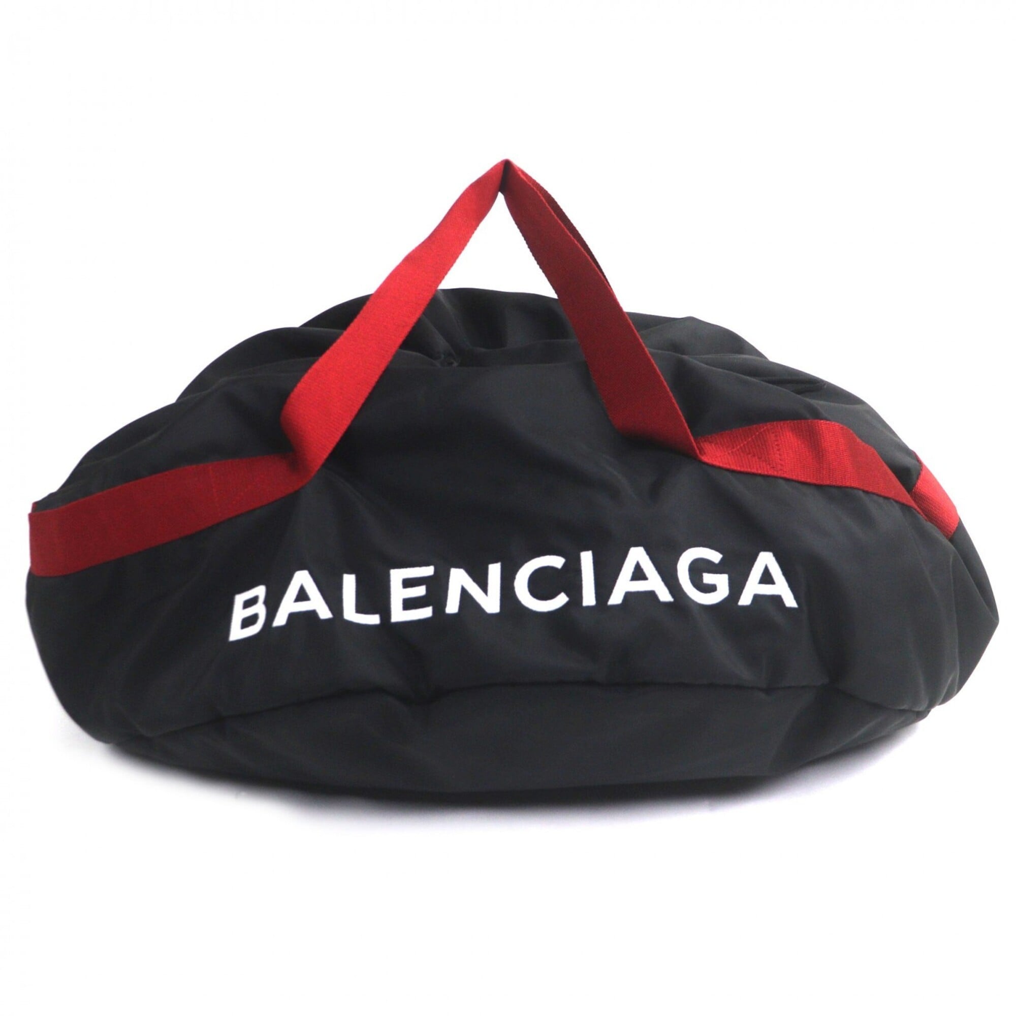Balenciaga Black Red Color Nylon Boston Bag (Pre-Owned)