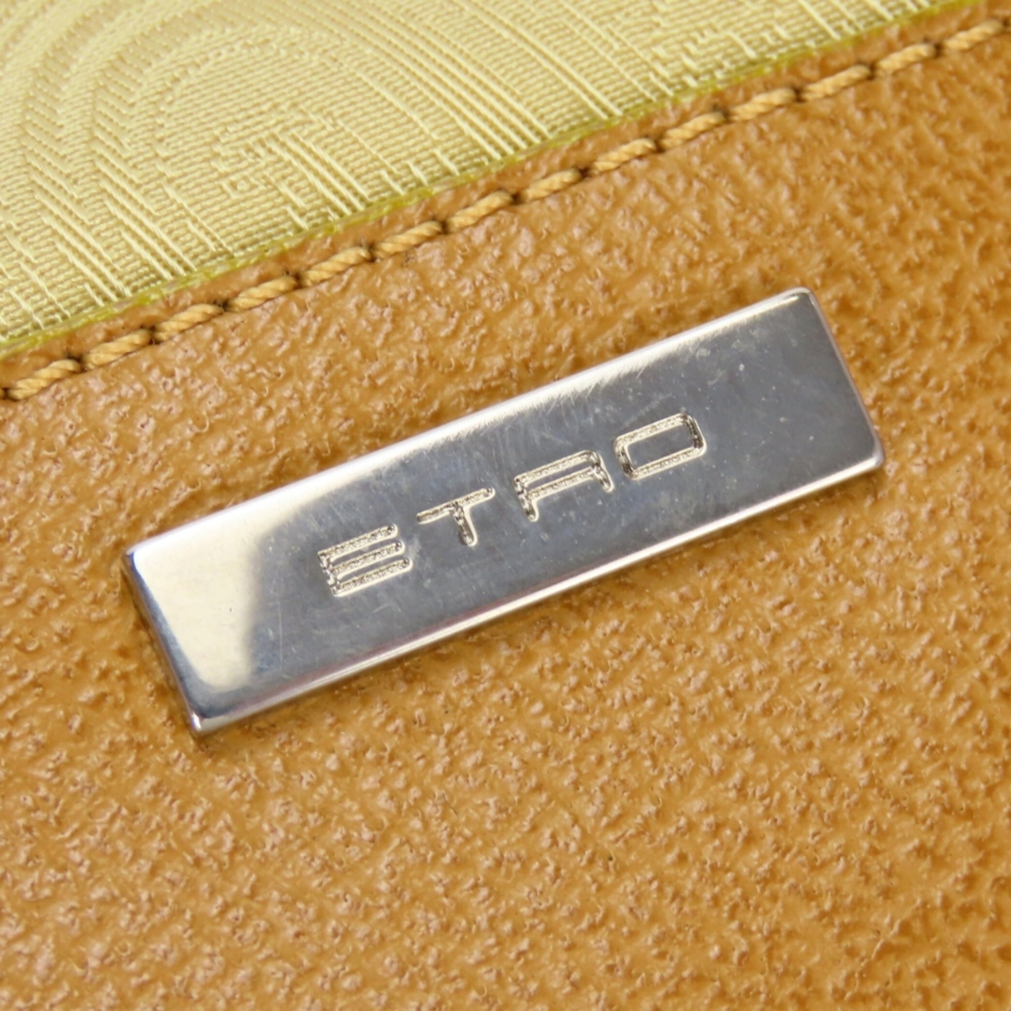 Etro Beige Brown Yellow Nylon Leather Shoulder Bag (Pre-Owned)