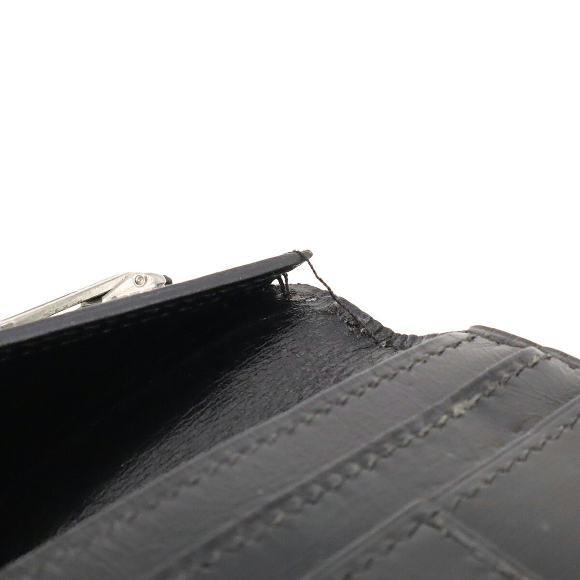 Hermes Black Box Calf Leather Long Wallet (Bi-Fold) (Pre-Owned)