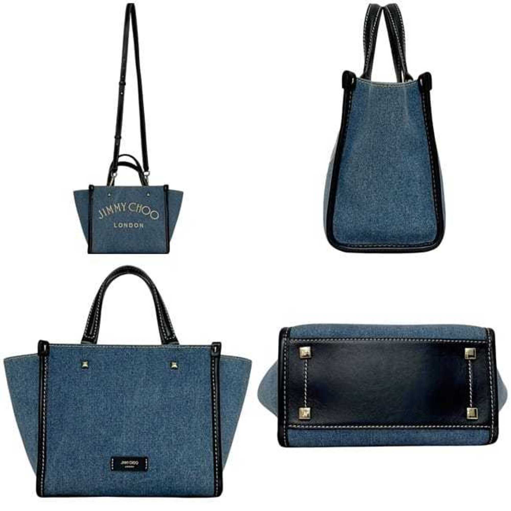 Jimmy Choo Blue Navy Denim Leather Handbag Shoulder Bag (Pre-Owned)