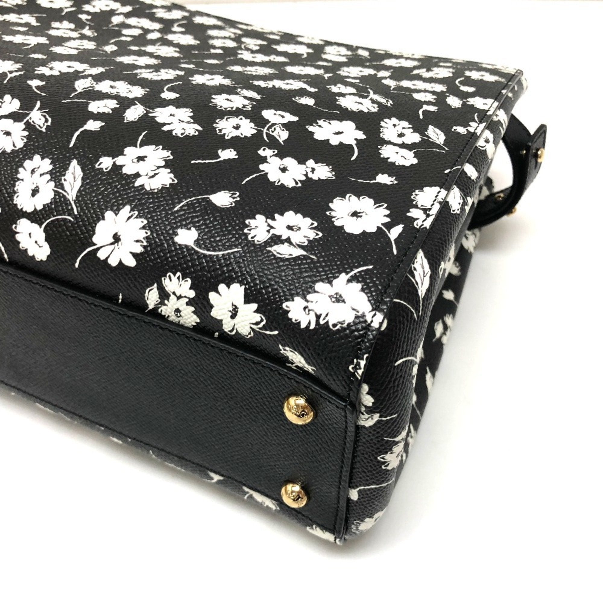 Dolce & Gabbana Black White Leather Handbag Shoulder Bag Tote Bag (Pre-Owned)