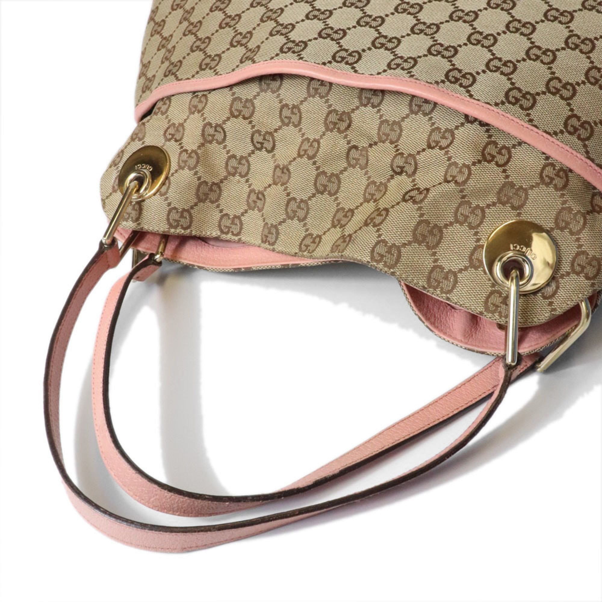 Gucci Beige Beige Pink Gg Canvas Tote Bag (Pre-Owned)