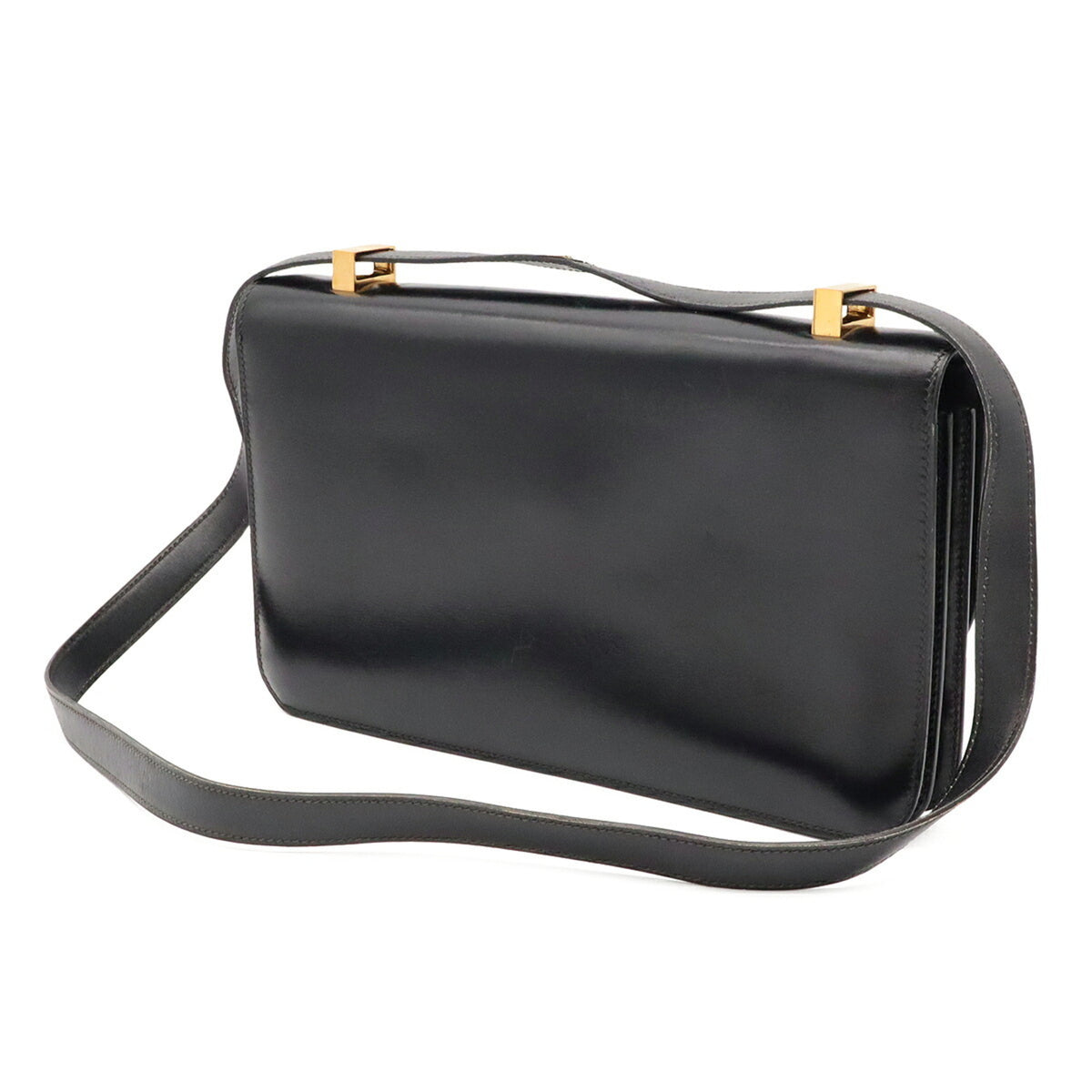 Hermes Black Box Calf Leather Shoulder Bag (Pre-Owned)