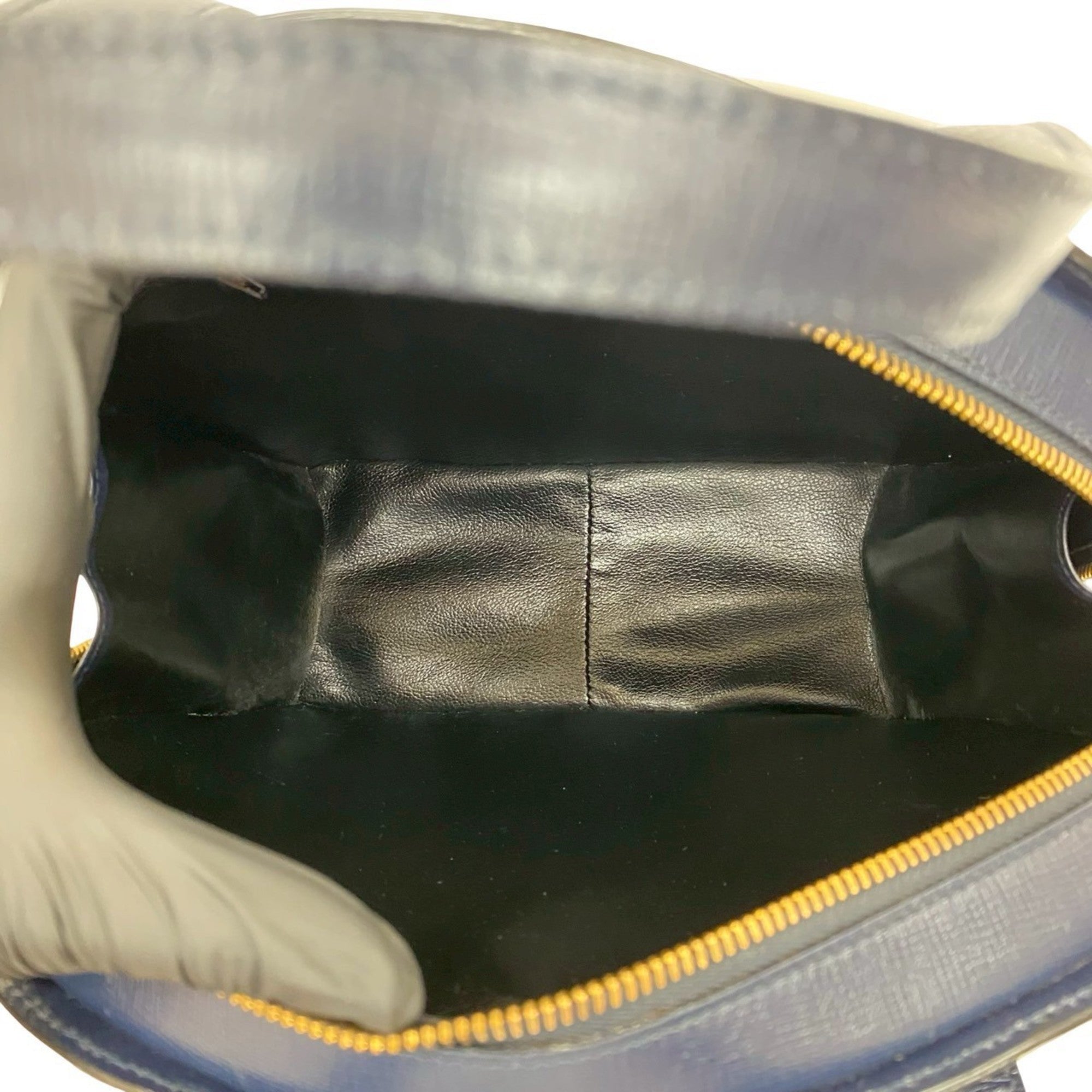 Christian Dior Navy Leather Boston Bag Handbag Tote Bag (Pre-Owned)