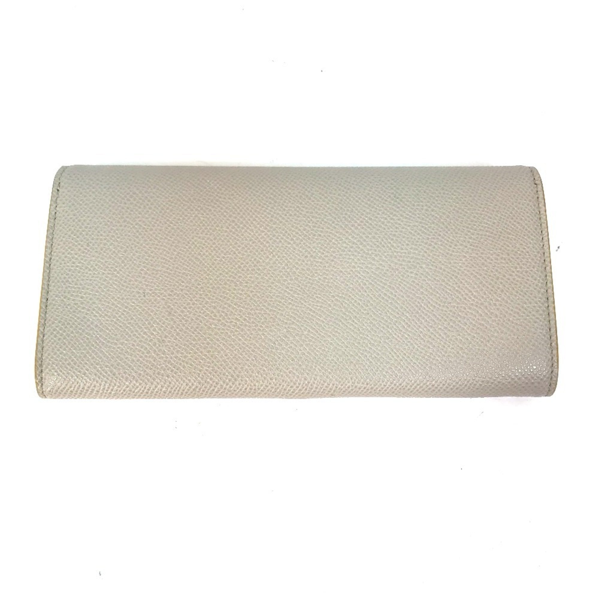 Bvlgari Gray Yellow Leather Long Wallet (Bi-Fold) (Pre-Owned)
