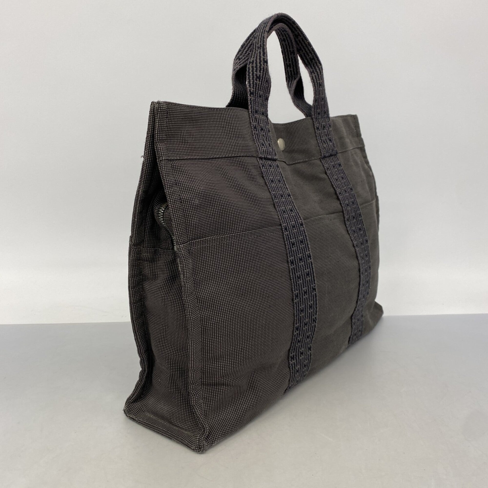 Hermes Gray Canvas Tote Bag (Pre-Owned)