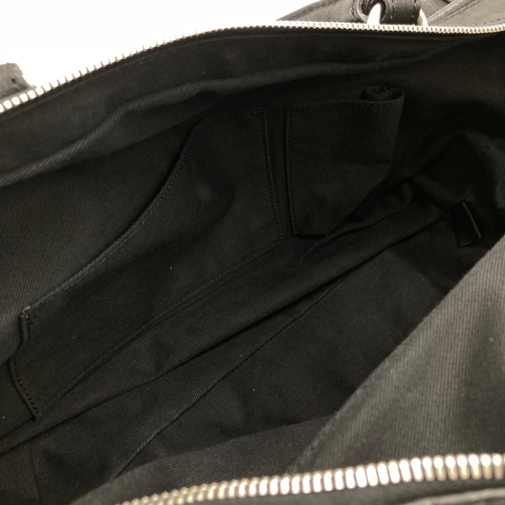 Chanel Black Leather Boston Bag Handbag (Pre-Owned)