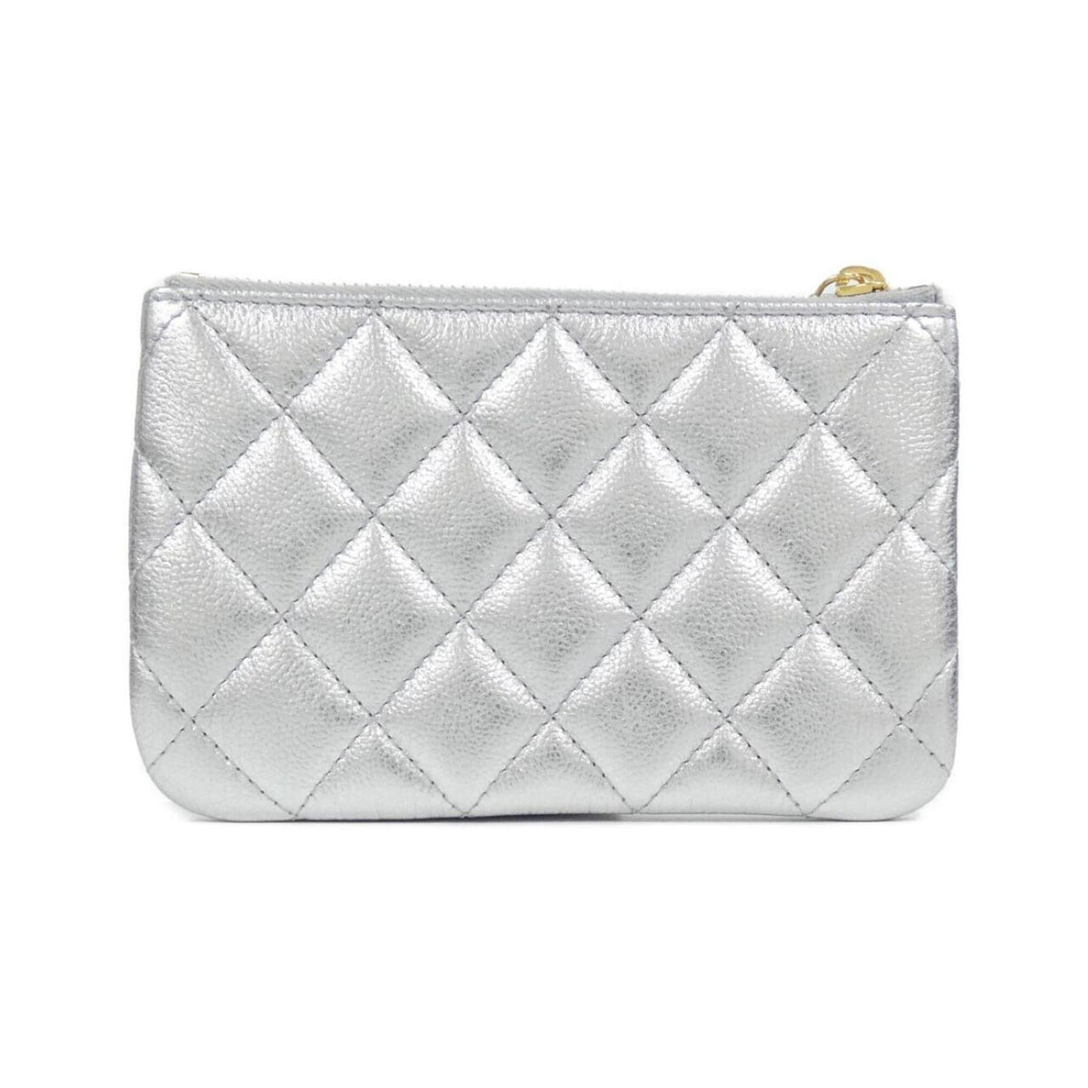 Chanel Silver Grained Calfskin Pouch (Pre-Owned)