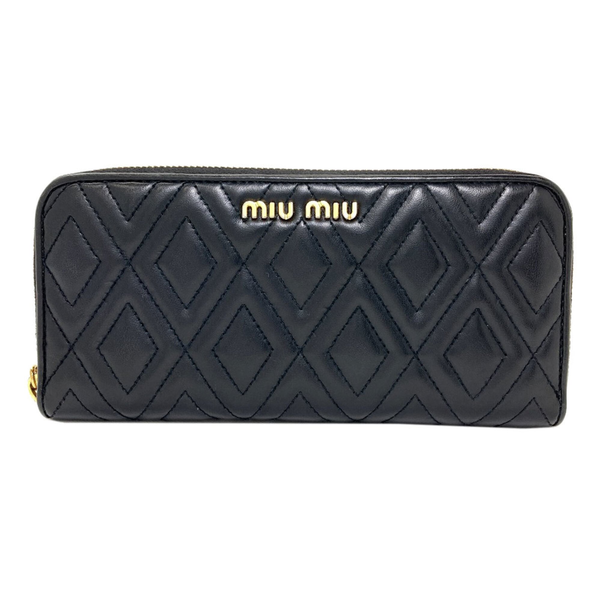 Miu Miu Black Leather Long Wallet (Bi-Fold) (Pre-Owned)