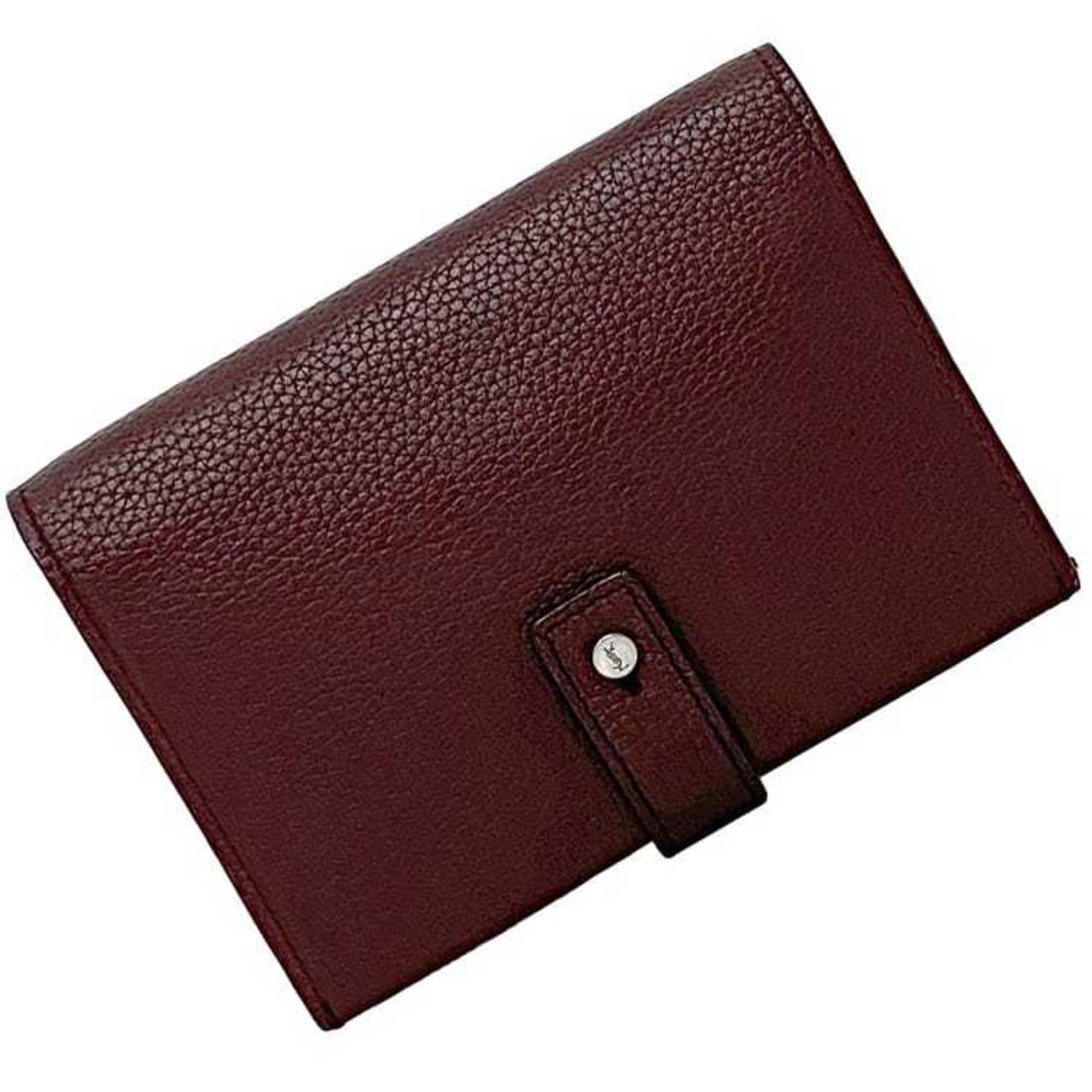 Saint Laurent Bordeaux Leather Wallet (Bi-Fold) (Pre-Owned)