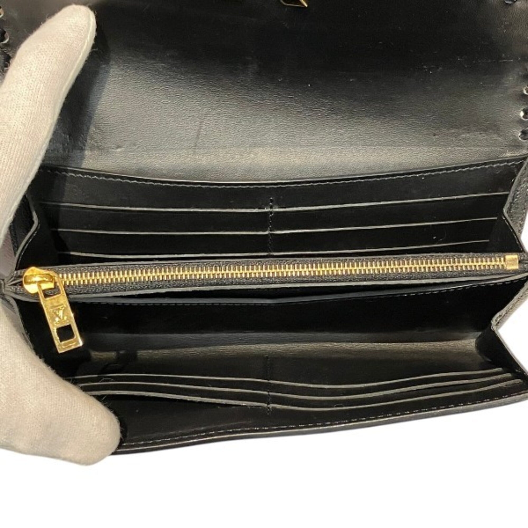 Louis Vuitton Monogram Noir Leather Long Wallet (Bi-Fold) (Pre-Owned)