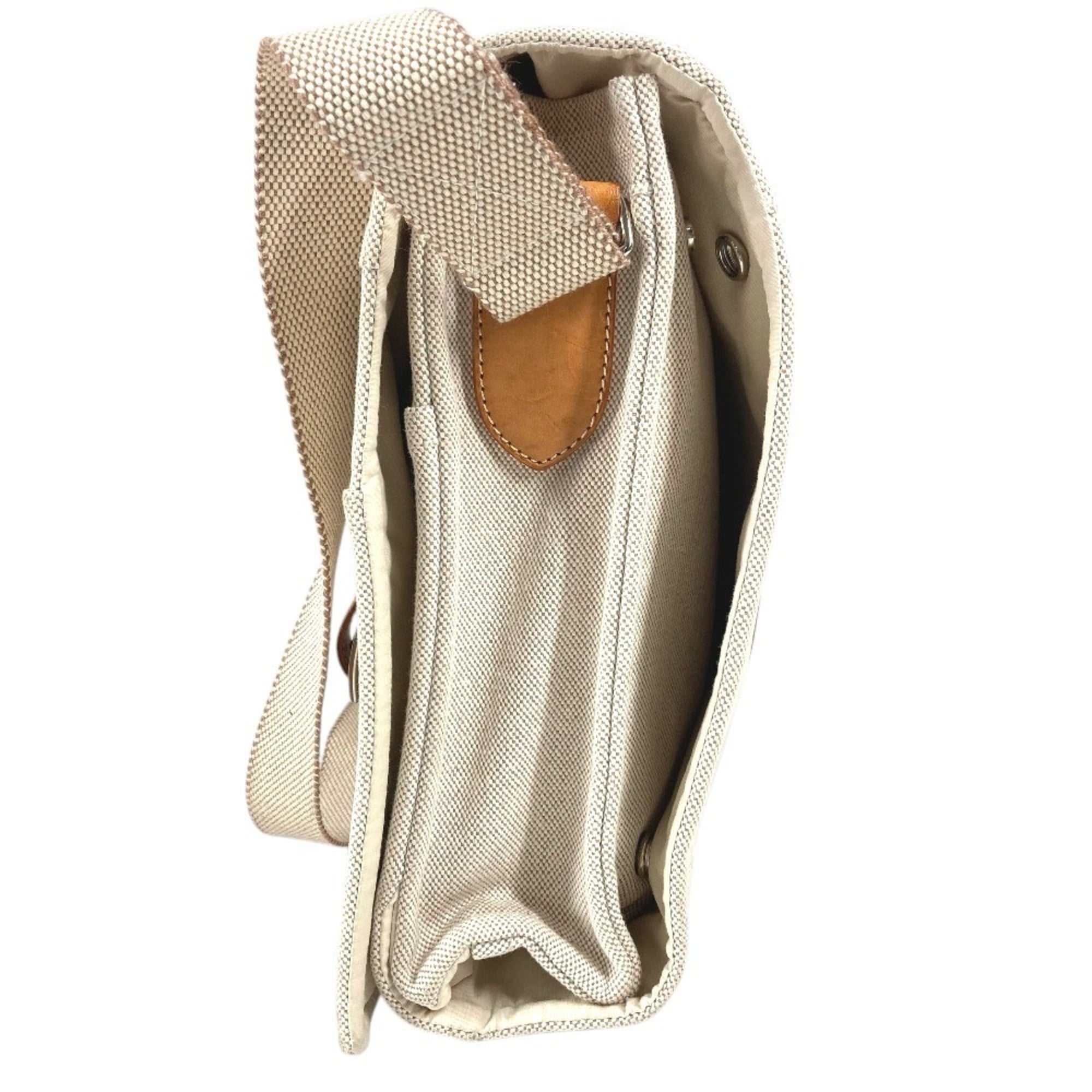 Hermes Beige Cotton Leather Shoulder Bag (Pre-Owned)