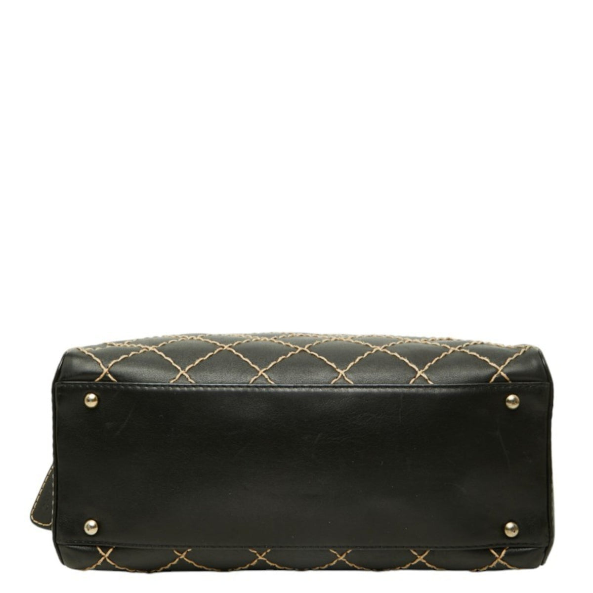 Chanel Black Leather Boston Bag Handbag (Pre-Owned)