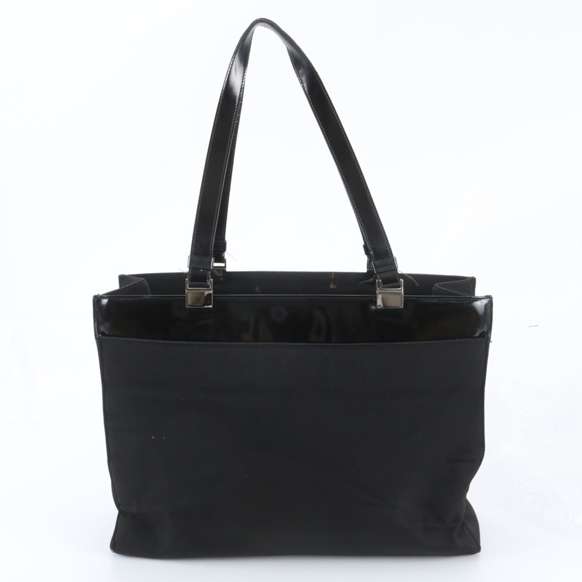Gucci Black Leather Nylon Handbag Shoulder Bag Tote Bag (Pre-Owned)