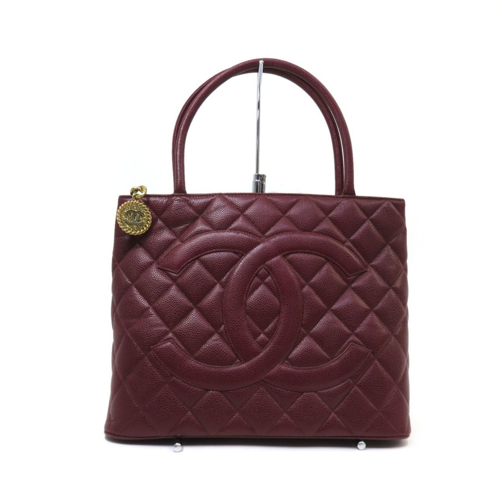 Chanel Bordeaux Grained Calfskin Handbag Tote Bag (Pre-Owned)