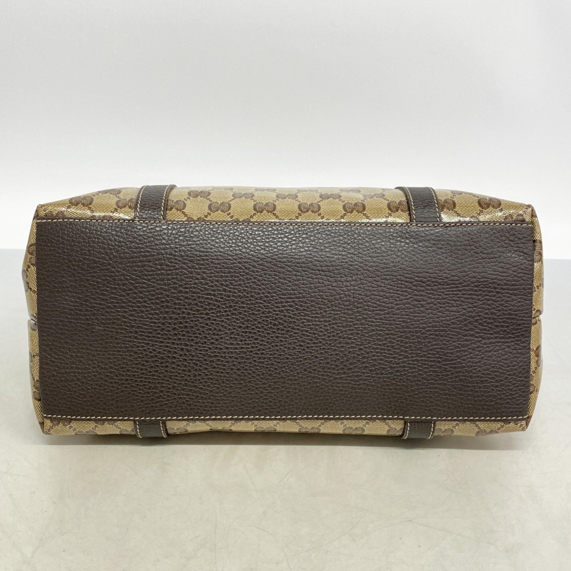 Gucci Beige Brown Coated Canvas Handbag (Pre-Owned)