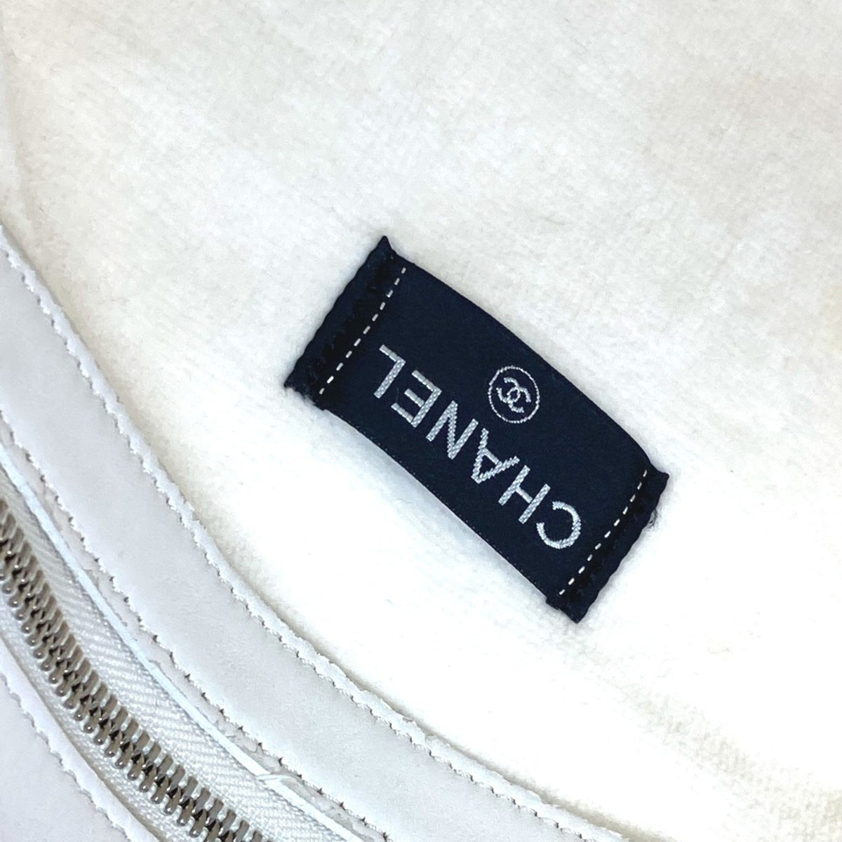 Chanel White Cotton Leather Beach Bag Shoulder Bag Tote Bag (Pre-Owned)