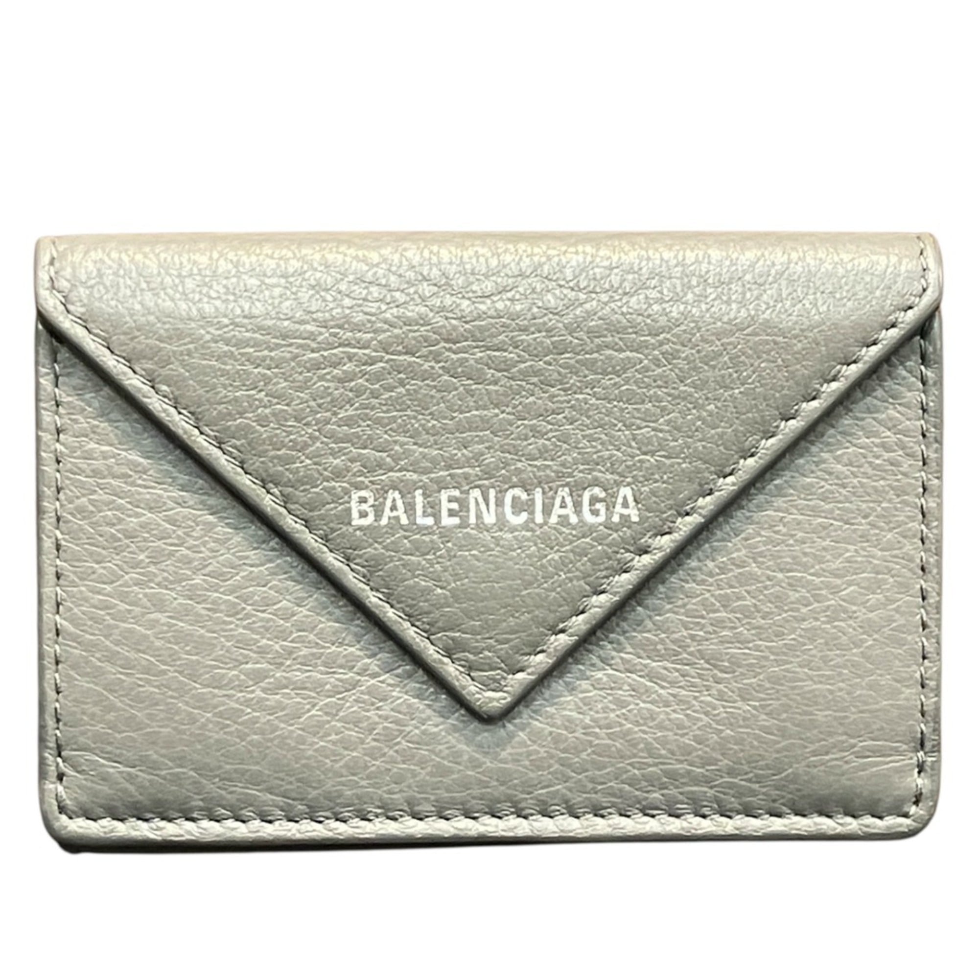 Balenciaga Gray Leather Wallet (Tri-Fold) (Pre-Owned)