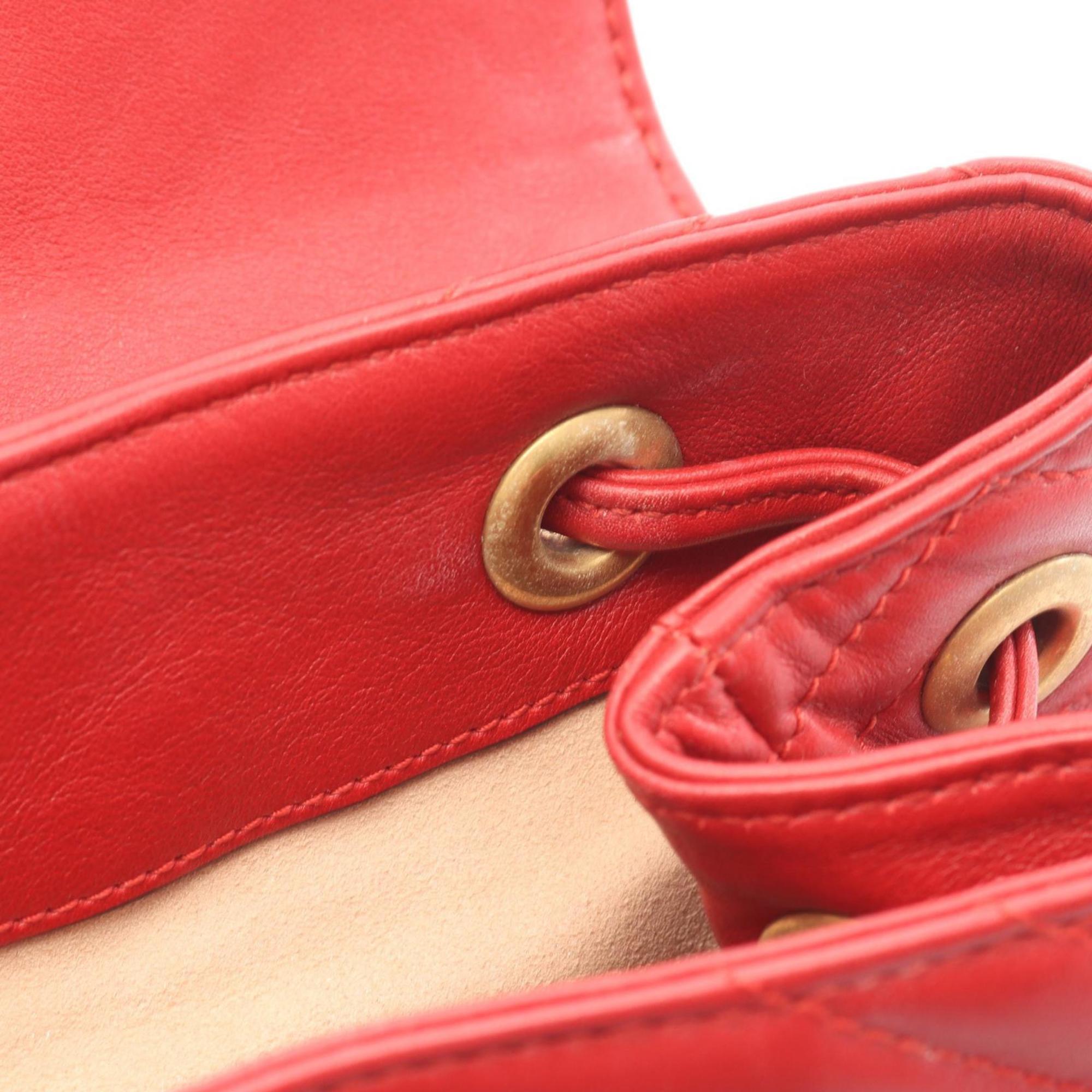 Gucci Red Color Leather Backpack (Pre-Owned)