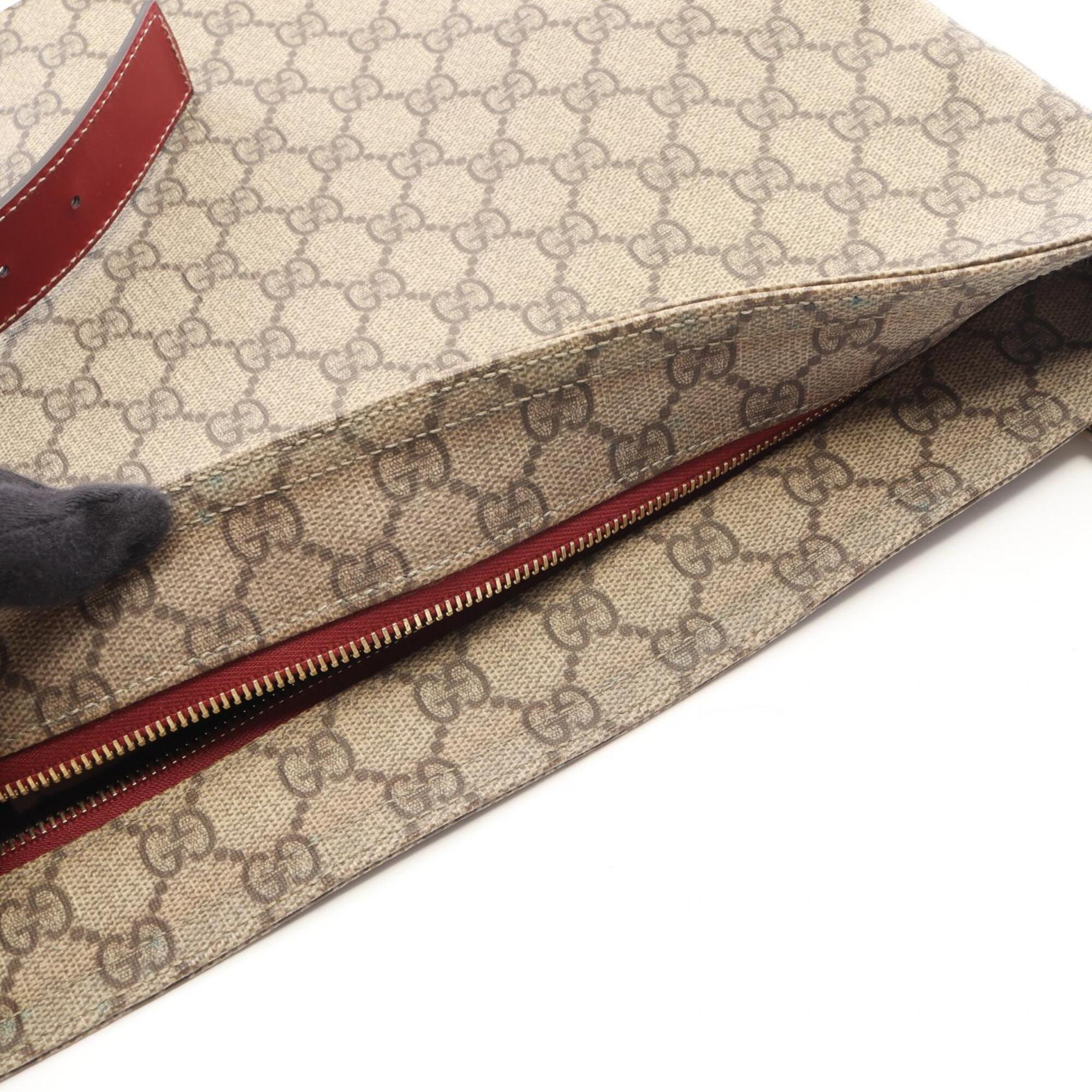 Gucci Beige Red Color Pvc Leather Handbag Shoulder Bag (Pre-Owned)