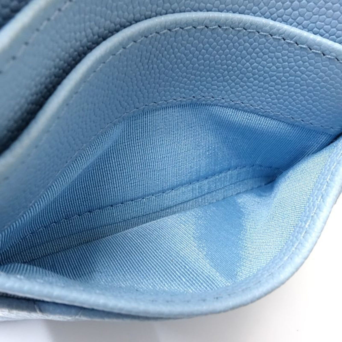 Chanel Light Blue Grained Calfskin Coin Purse/Coin Case (Pre-Owned)