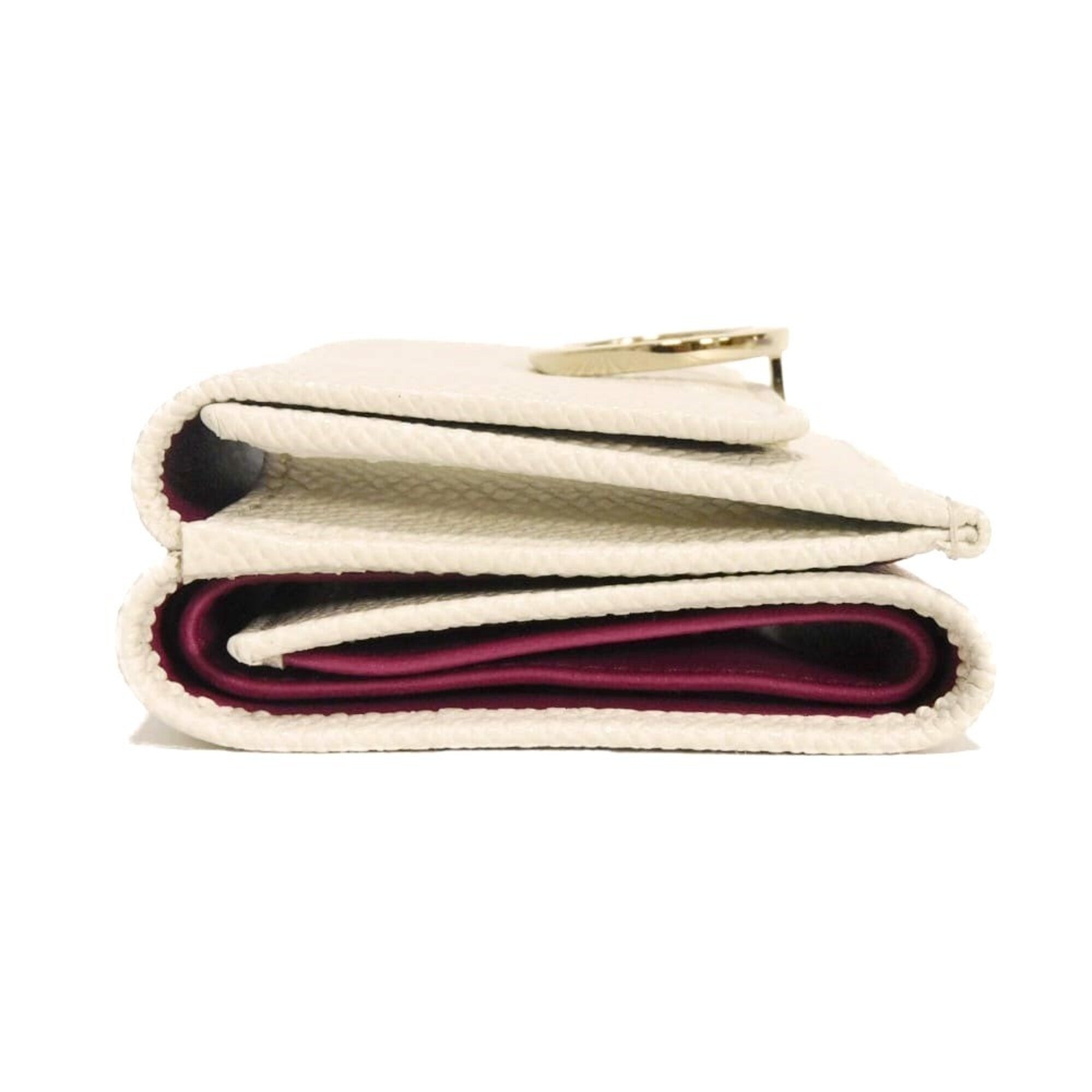 Bvlgari White Leather Wallet (Tri-Fold) (Pre-Owned)