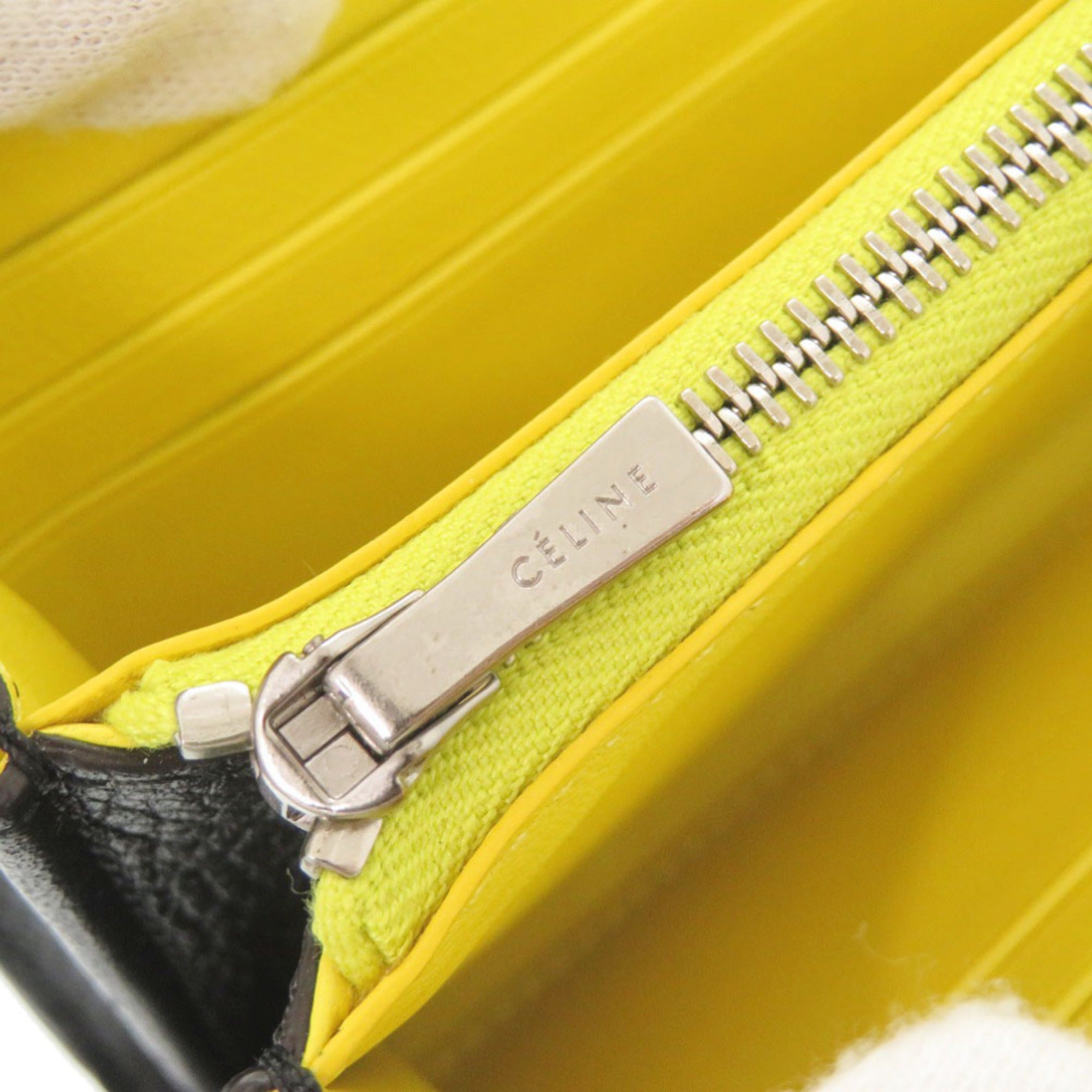 Celine Black Yellow Leather Long Wallet (Bi-Fold) (Pre-Owned)