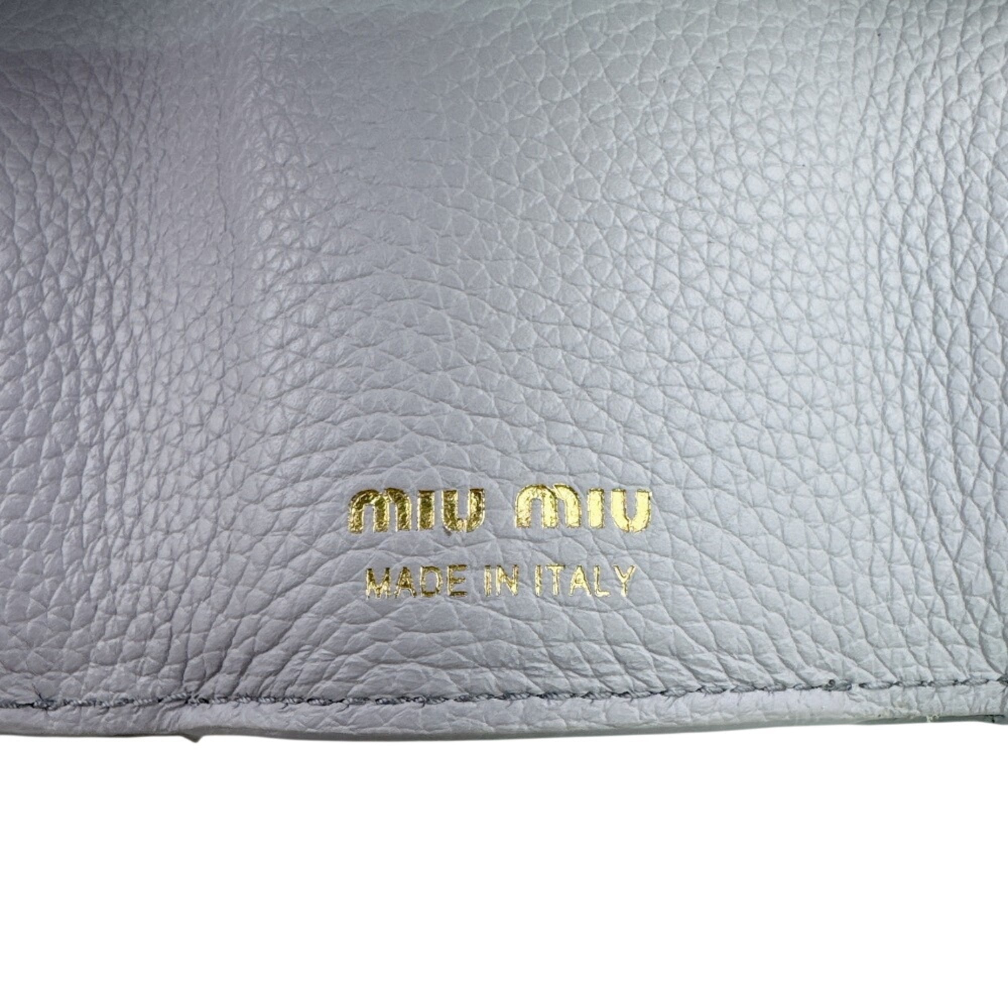 Miu Miu Blue Light Blue Gray Leather Wallet (Tri-Fold) (Pre-Owned)