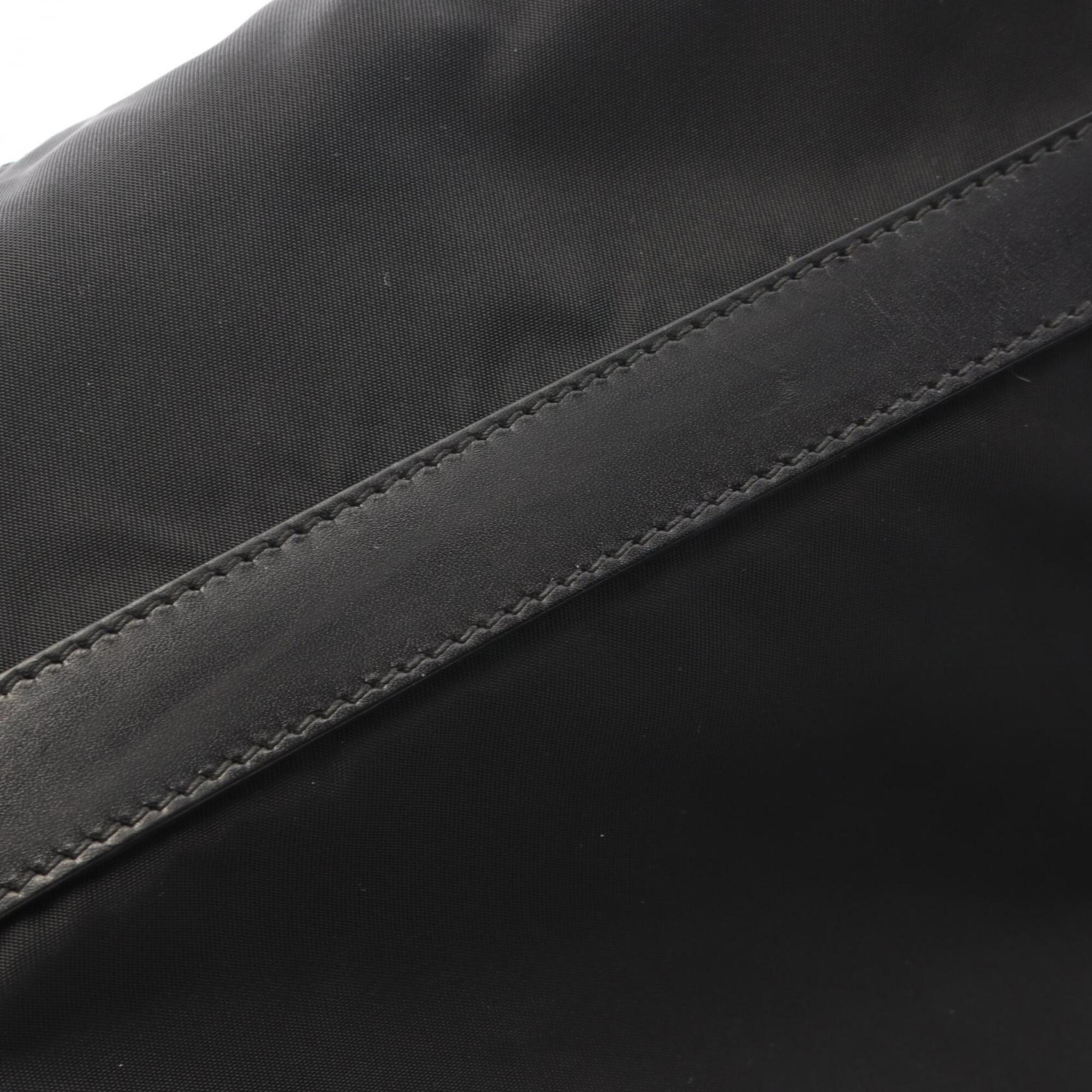 Prada Black Nylon Leather Handbag Shoulder Bag (Pre-Owned)