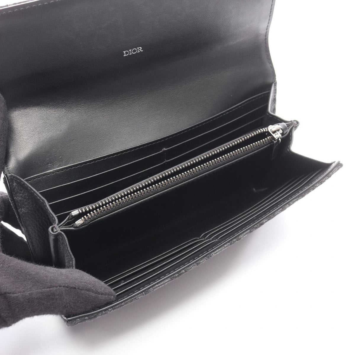Christian Dior Black Canvas Long Wallet (Bi-Fold) (Pre-Owned)