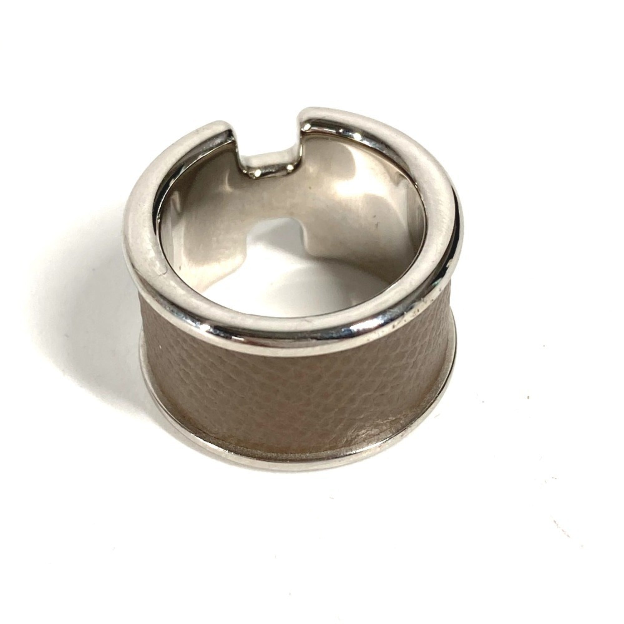 Hermes Etoupe Gray Gray Leather Band Ring (Pre-Owned)