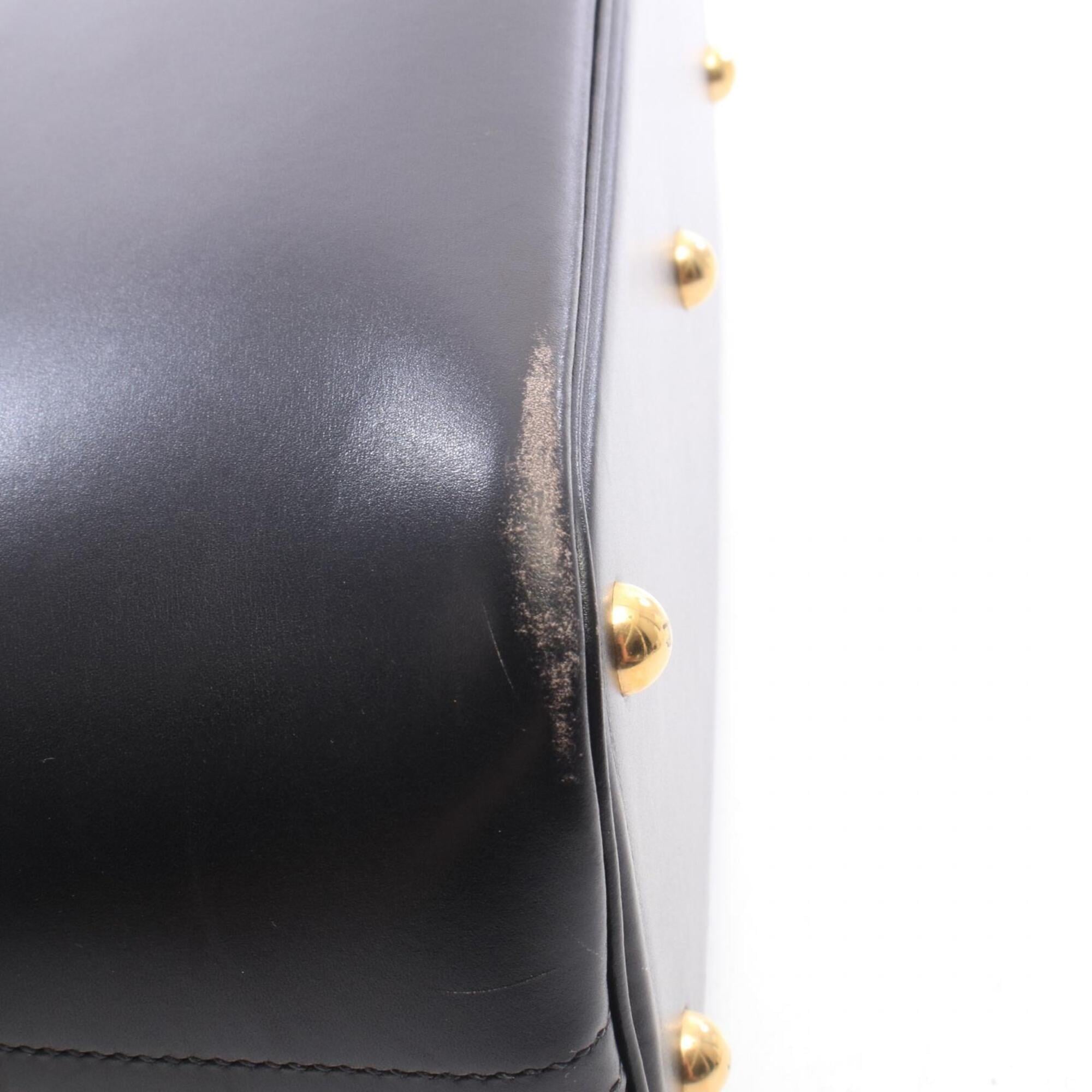 Hermes Black Box Calf Leather Leather Handbag (Pre-Owned)