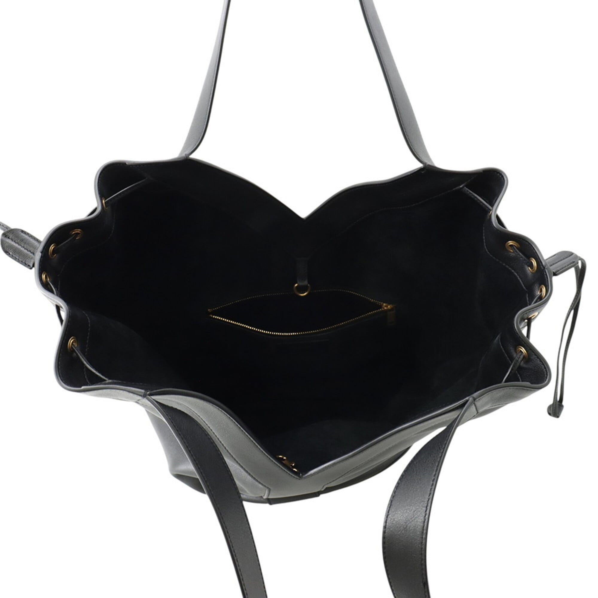Yves Saint Laurent Black Leather Handbag Tote Bag (Pre-Owned)