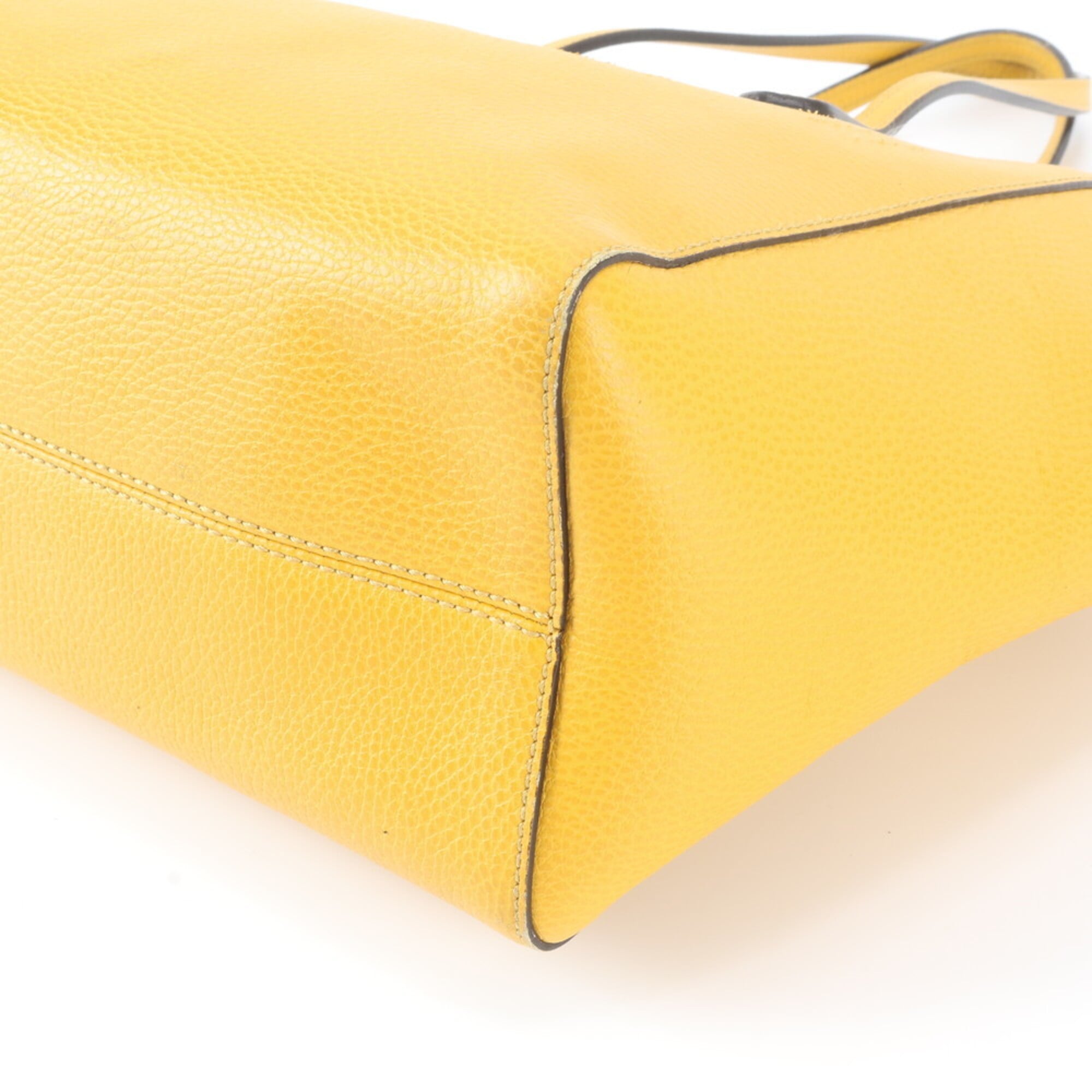 Gucci Yellow Leather Handbag Tote Bag (Pre-Owned)