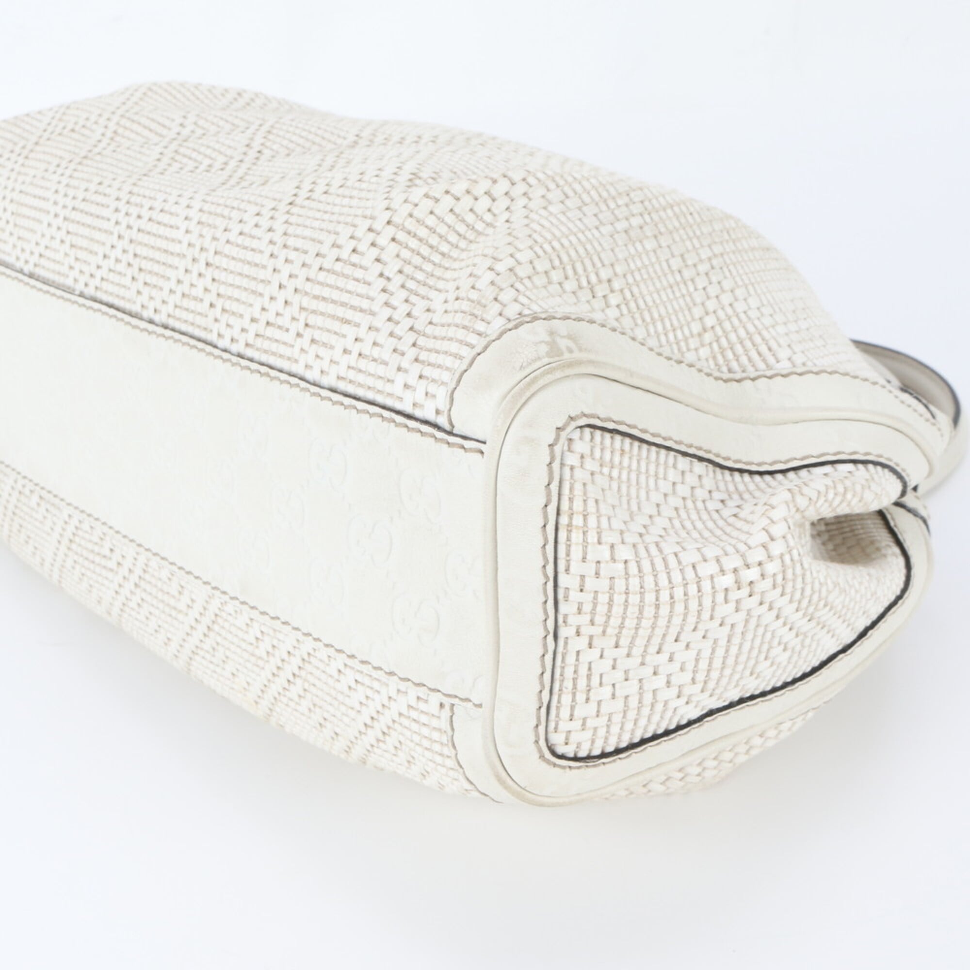 Gucci White Leather Handbag Shoulder Bag Tote Bag (Pre-Owned)