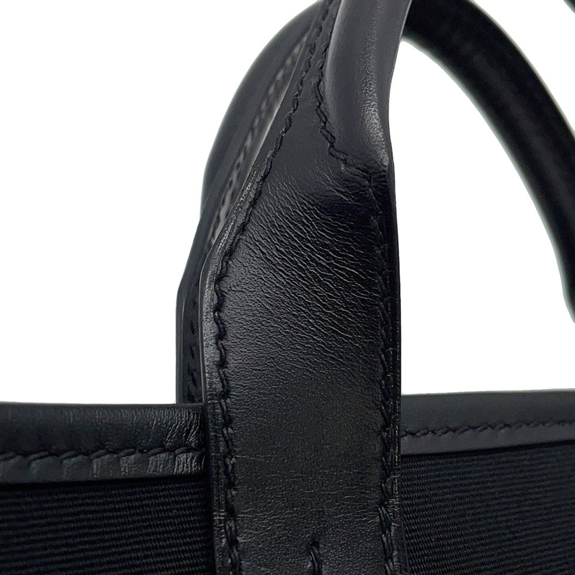 Hermes Black Toile Officier Swift Leather Handbag Tote Bag (Pre-Owned)