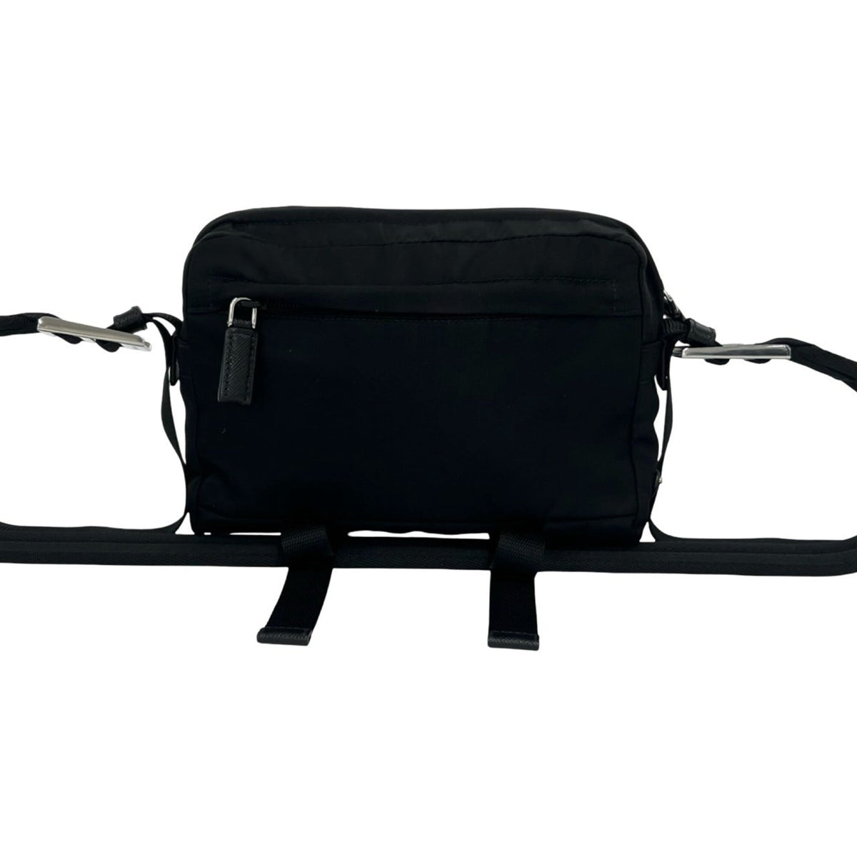 Prada Black Nylon Leather Pochette Shoulder Bag (Pre-Owned)