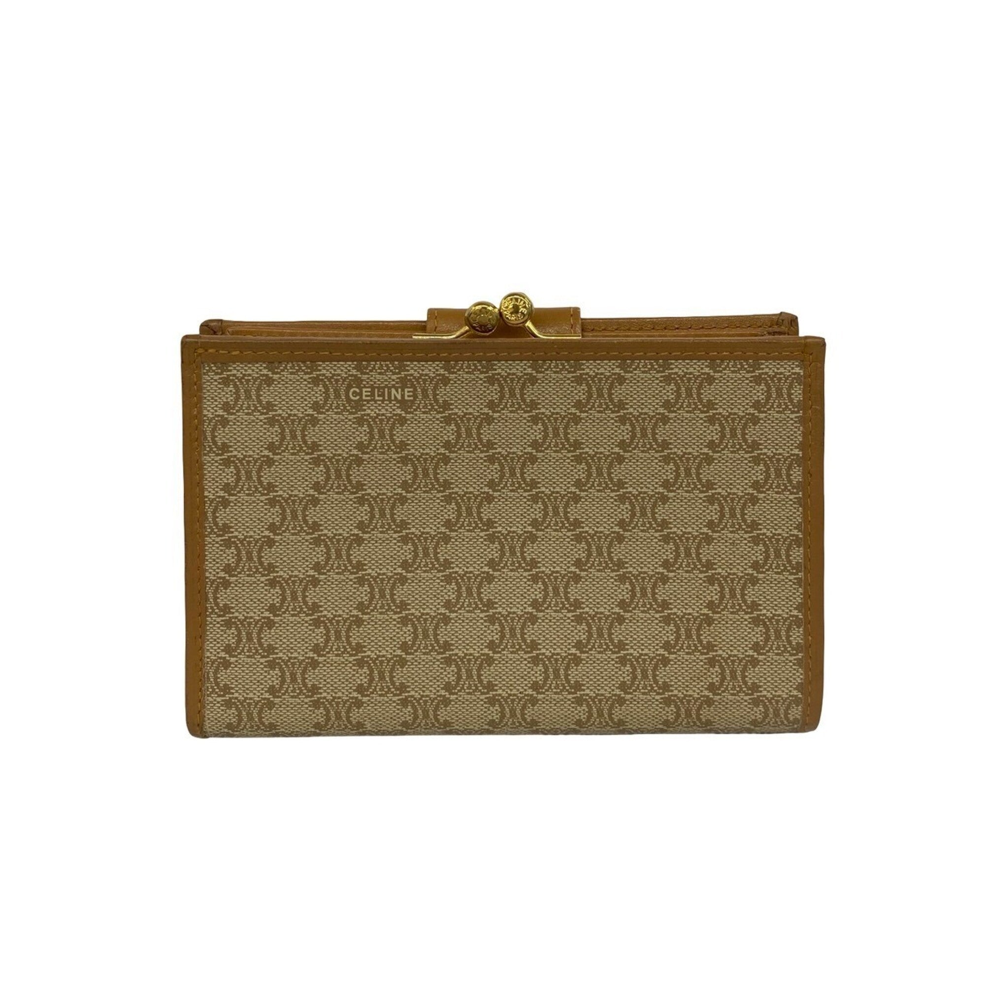 Celine Beige Brown Leather Pvc Wallet (Bi-Fold) (Pre-Owned)