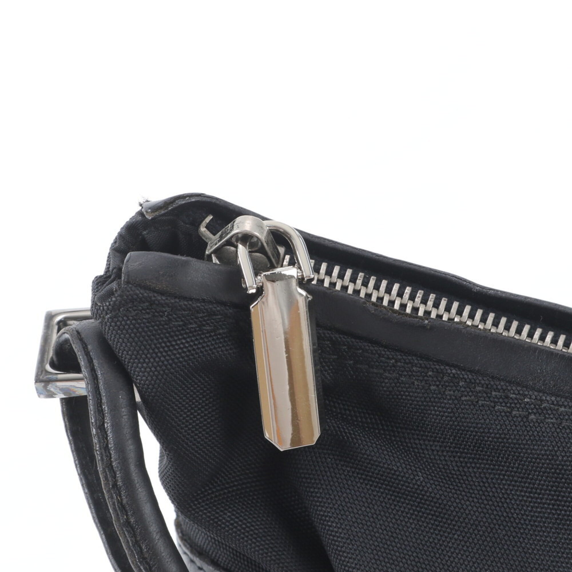 Gucci Black Canvas Leather Handbag Shoulder Bag (Pre-Owned)