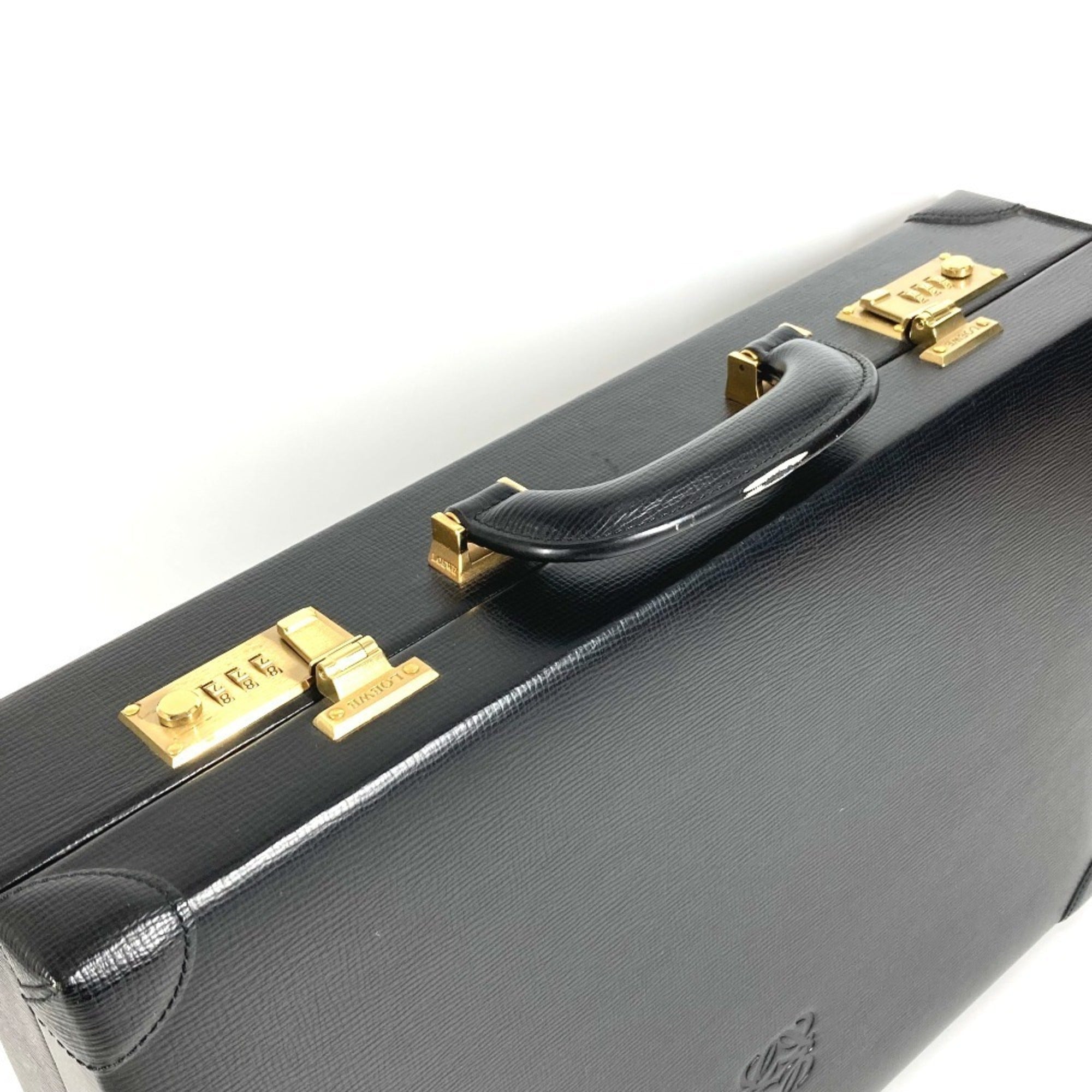 Loewe Black Leather Attaché Case Handbag Tote Bag (Pre-Owned)