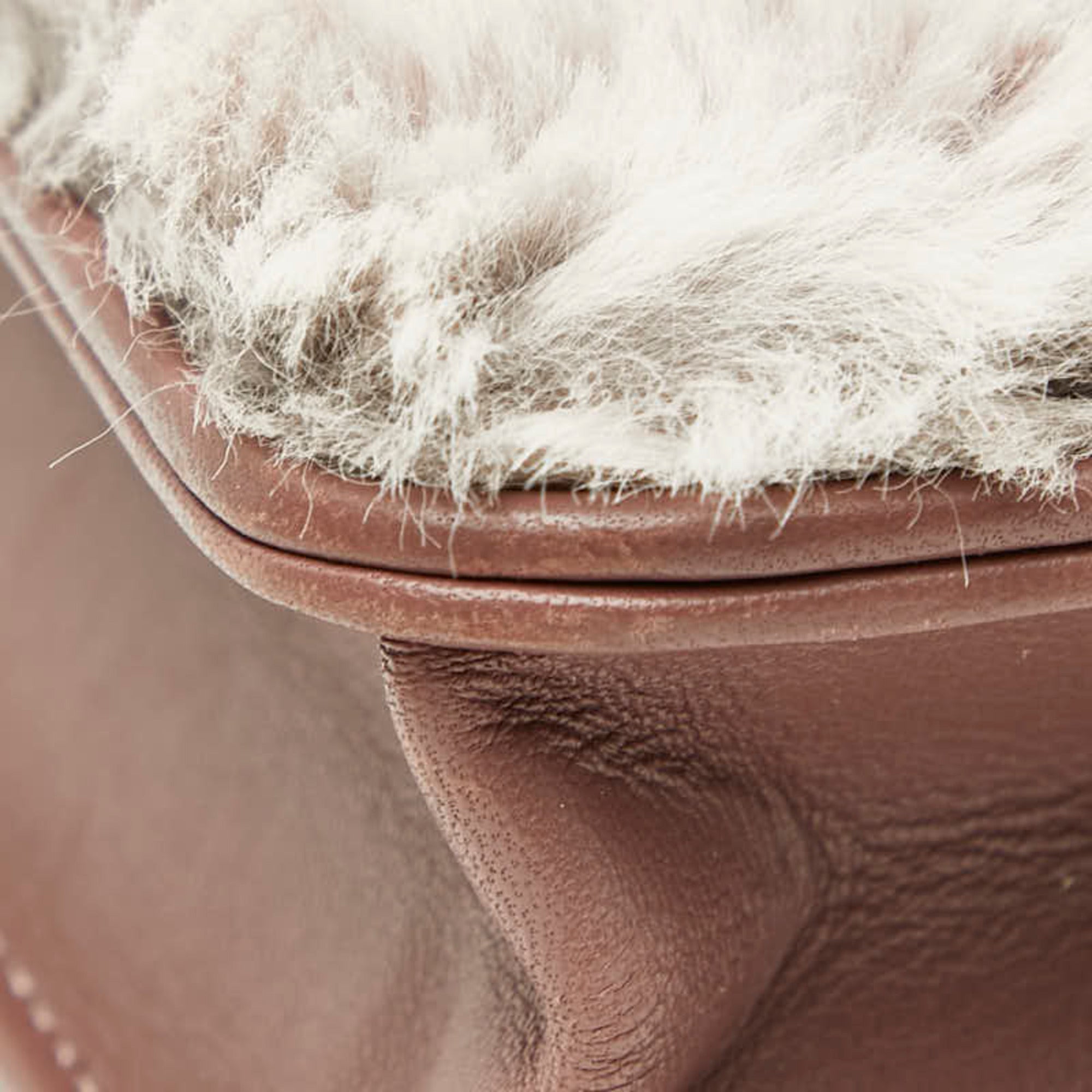 Chanel Gray Pink Fur Leather Shoulder Bag (Pre-Owned)