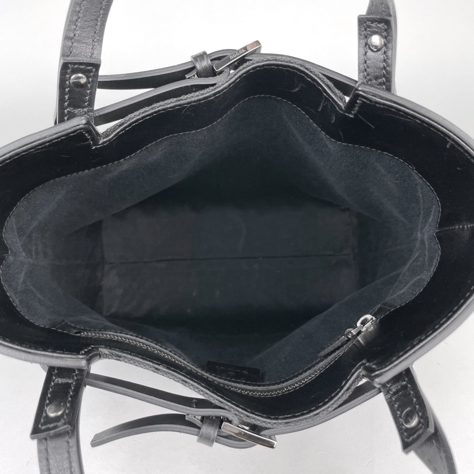 Gucci Gg Canvas Black Gg Canvas Leather Tote Bag (Pre-Owned)