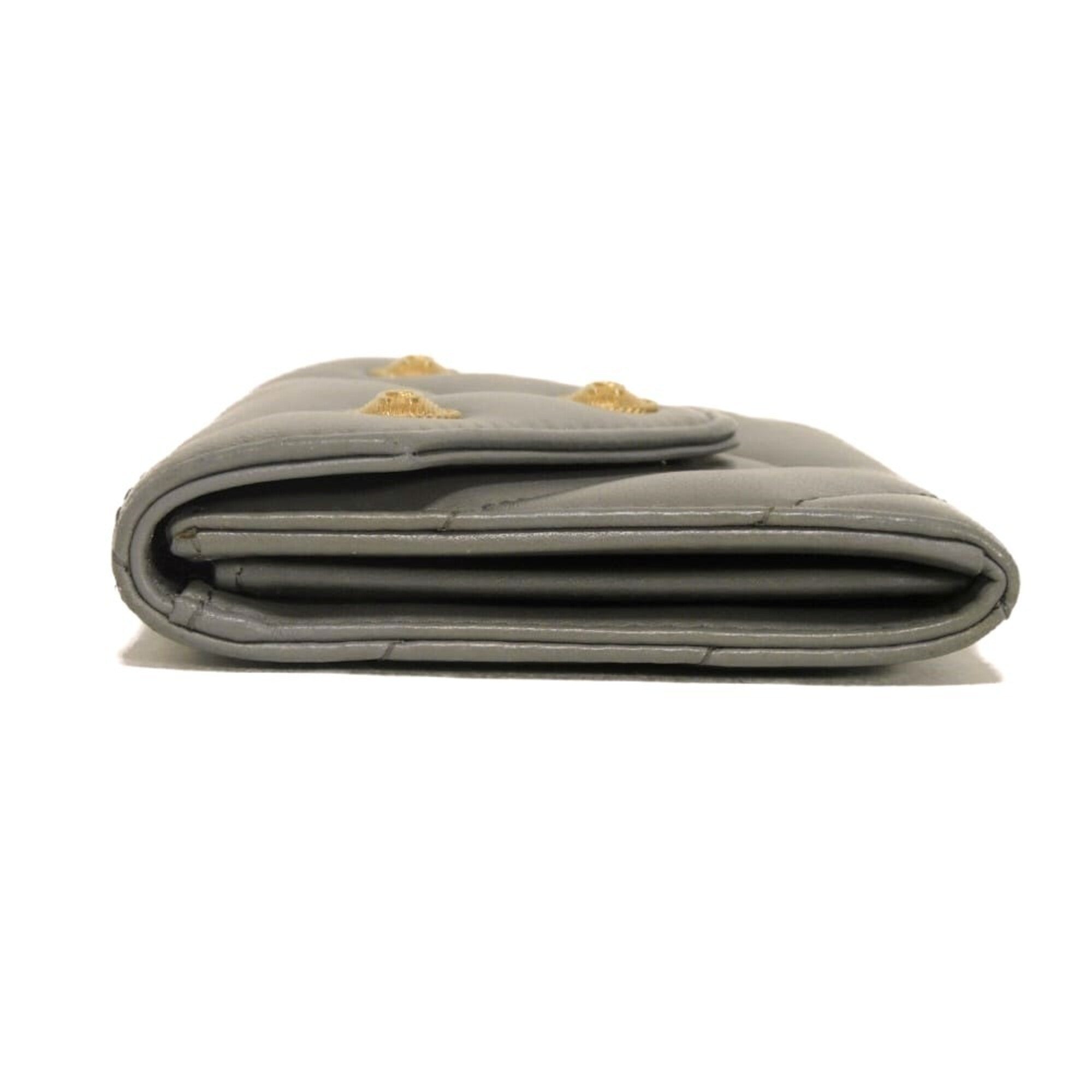 Chanel Gray Leather Wallet (Bi-Fold) (Pre-Owned)