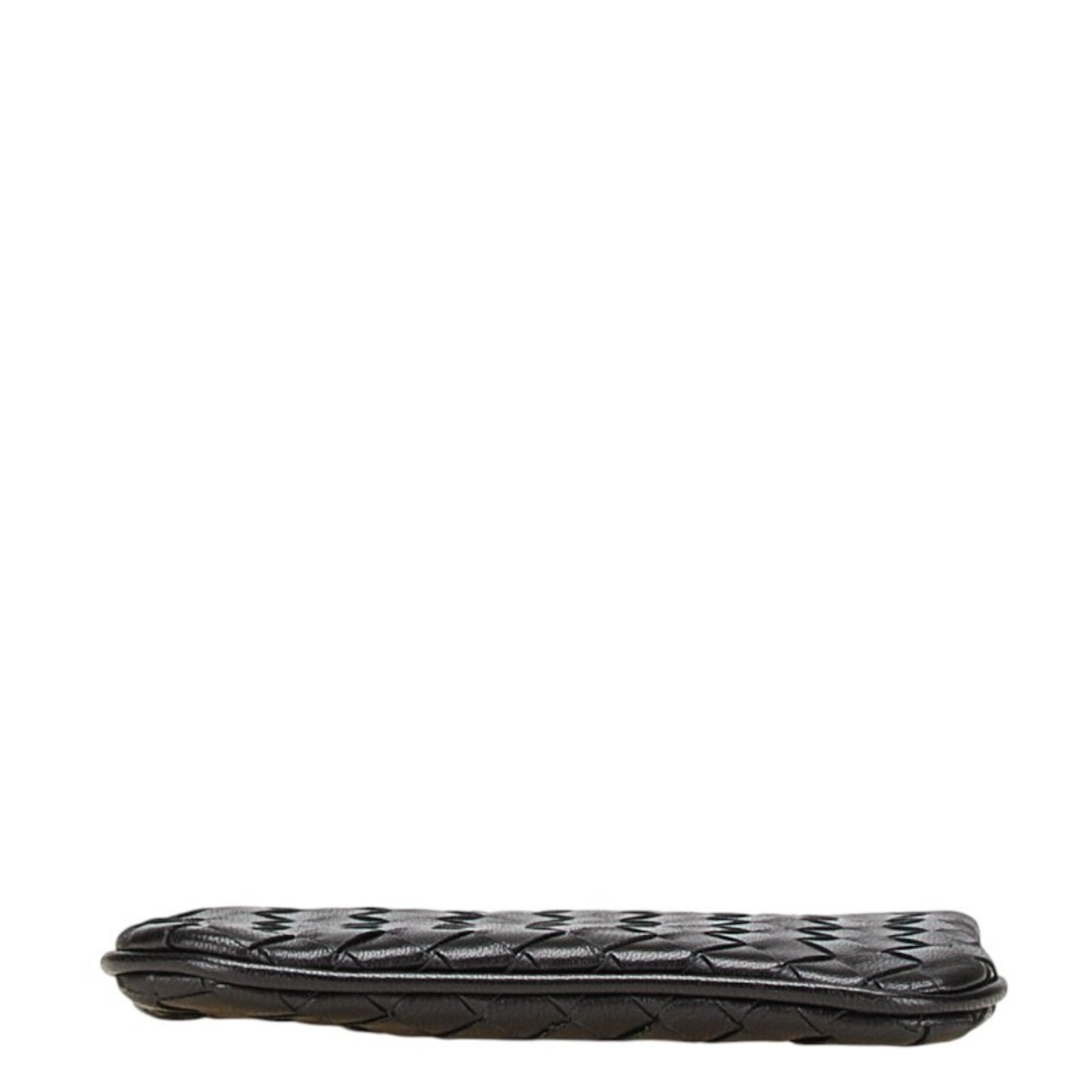Bottega Veneta Black Leather Coin Purse/Coin Case (Pre-Owned)