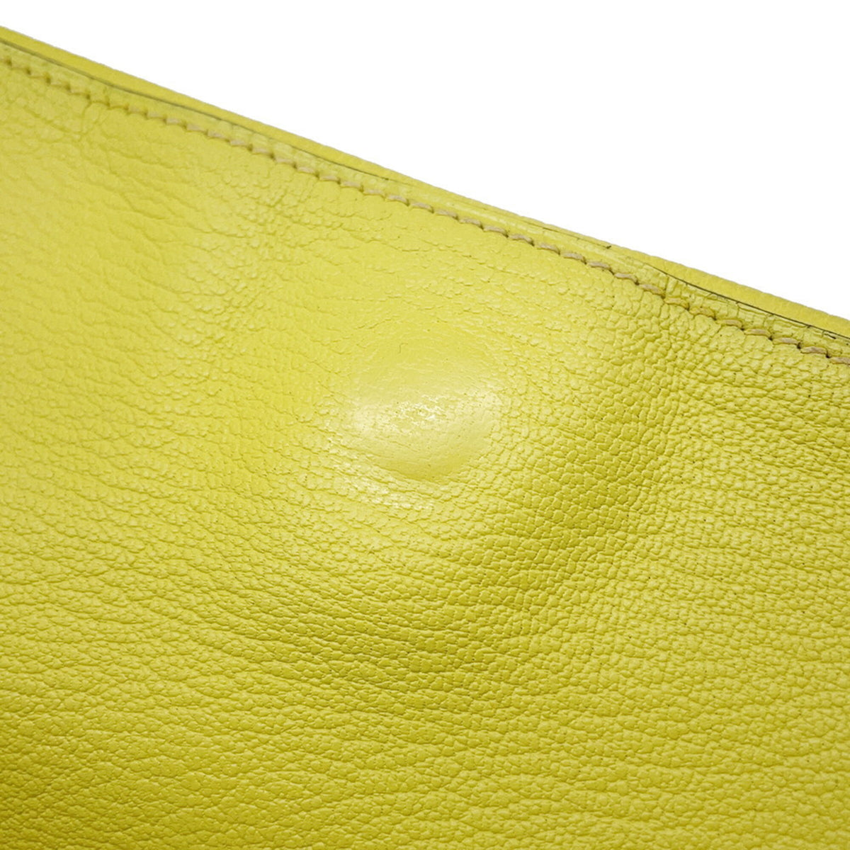 Hermes Lime Chevre Myzore Leather Clutch Bag Handbag (Pre-Owned)