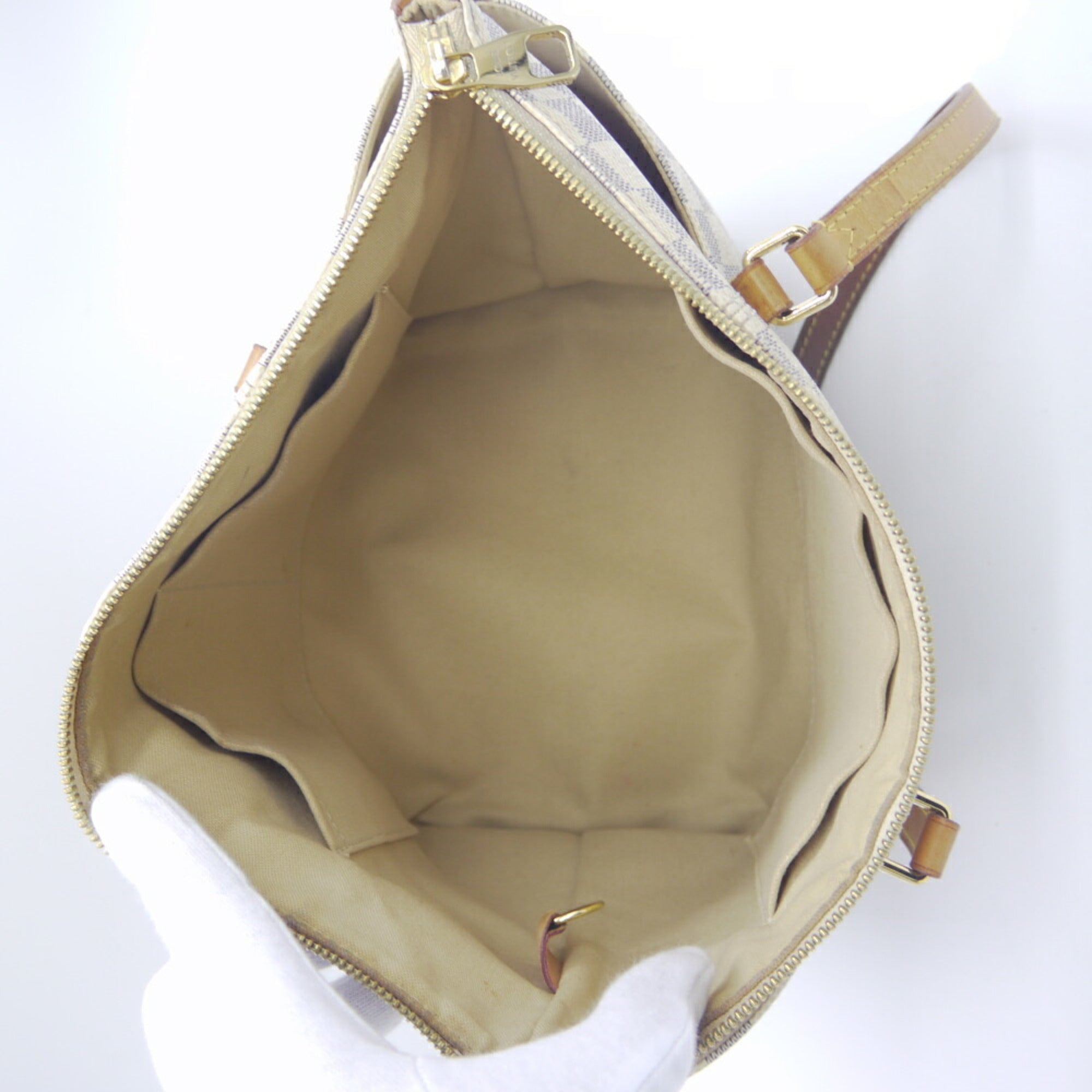 Louis Vuitton White Damier Azur Handbag Tote Bag (Pre-Owned)
