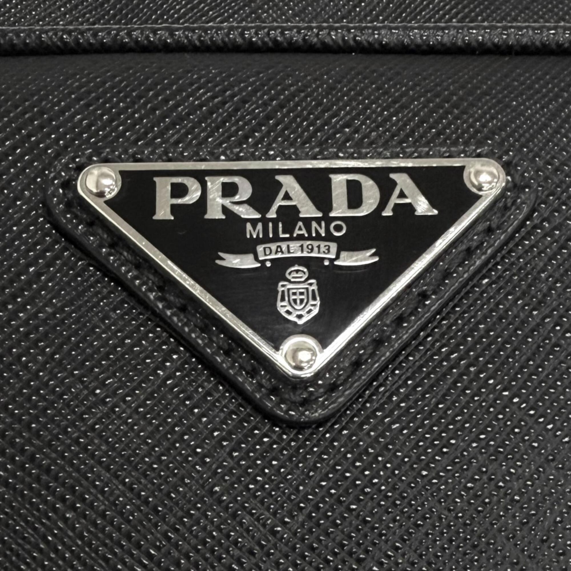 Prada Black Leather Pouch Shoulder Bag (Pre-Owned)