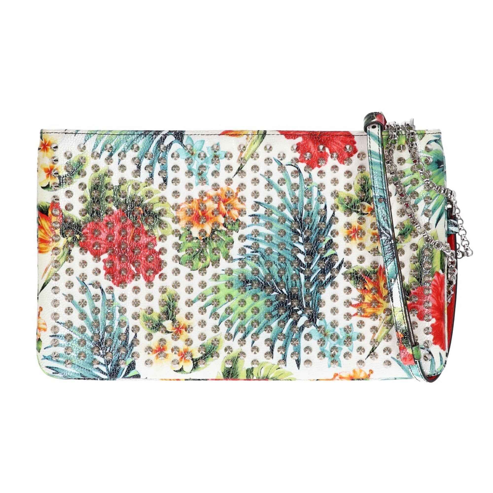 Christian Louboutin Silver White Leather Clutch Bag (Pre-Owned)